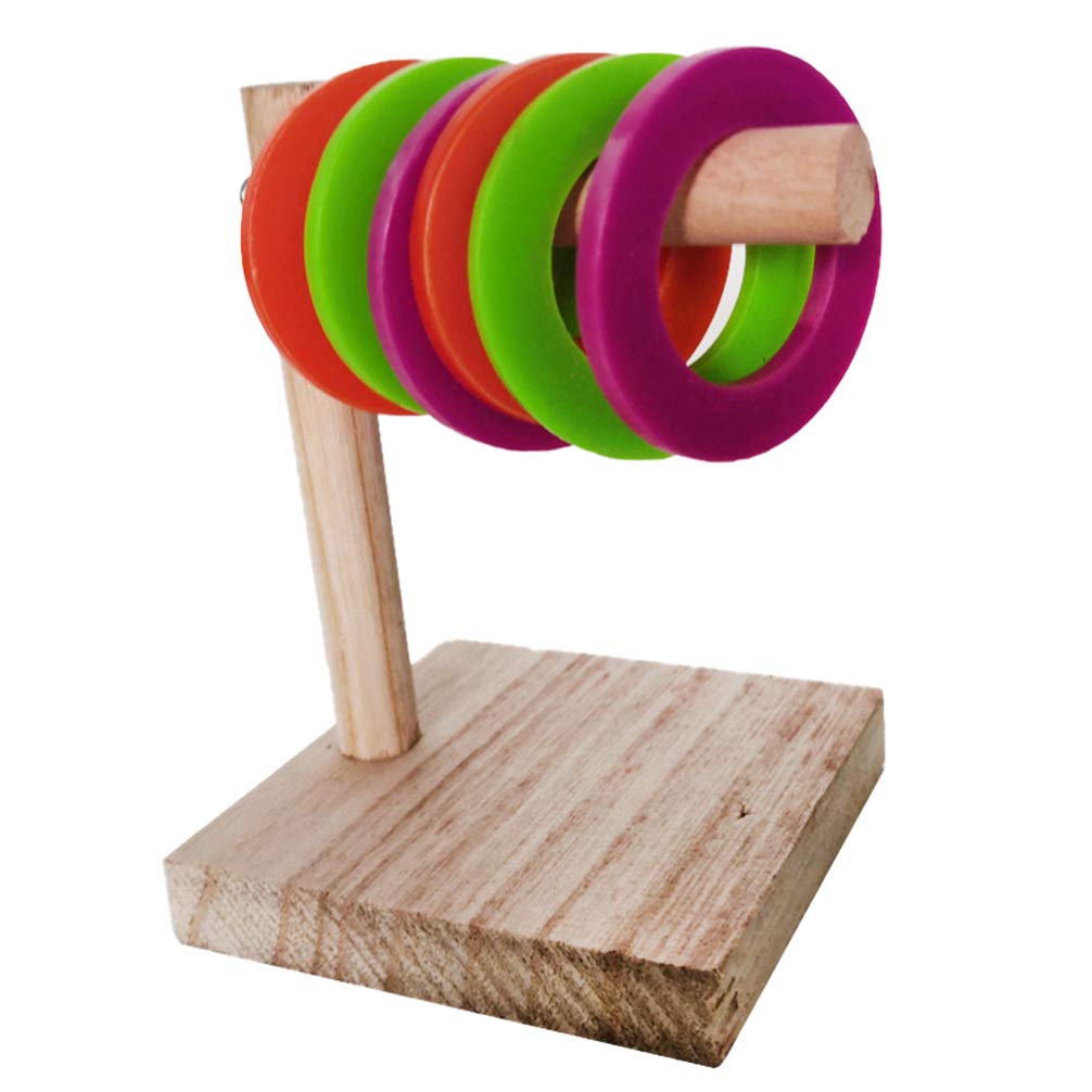 Balacoo Wooden Parrot Ring Puzzle Toy - Stacking Rings for Bird Training & Intelligence Development - Fun Educational Cage Toy for Parrots, Cockatiels, Lovebirds - Perfect for Desktop Play & Mental Stimulation