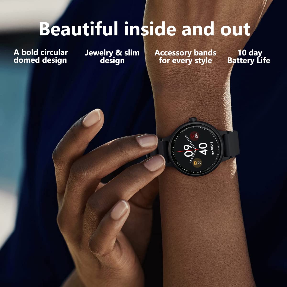 FITVII Smart Watch for Women - Bluetooth Fitness Tracker with Heart Rate Monitor, Step Counter, Sleep Tracking for Android & iOS - Perfect for Running, Workouts & Daily Activity Tracking