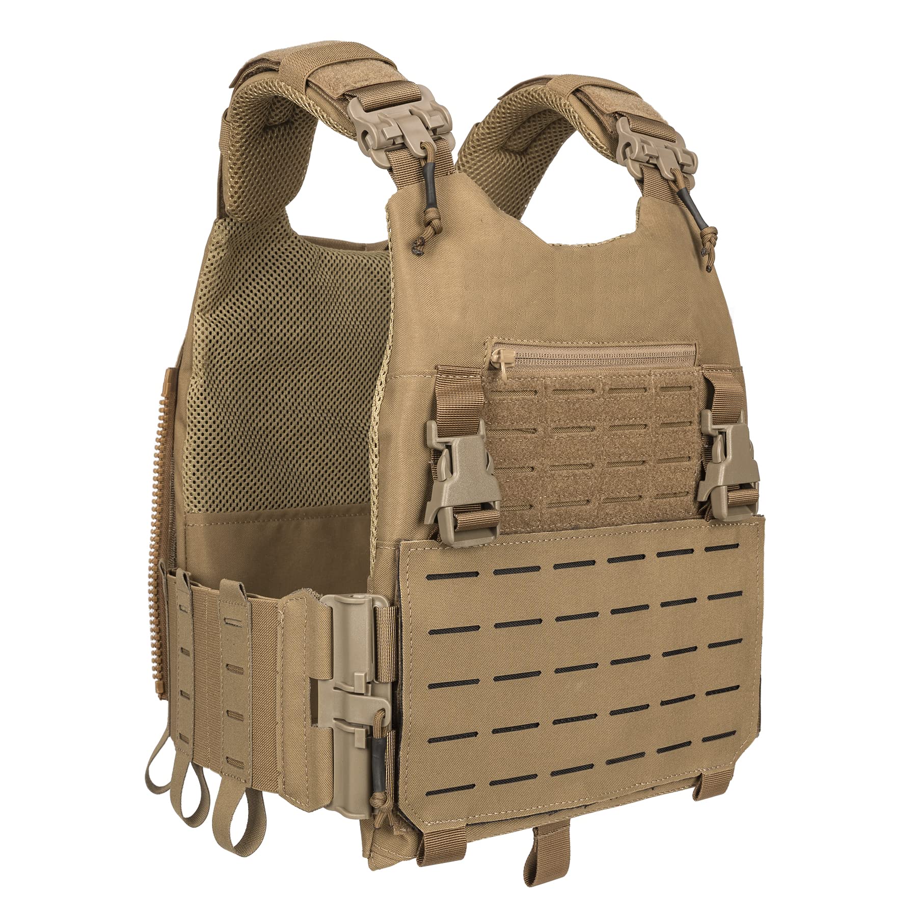 IDOGEAR Tactical Combat Vest for Hunting, Airsoft & Outdoor Training - Adjustable Coyote Brown Body Armor for Men - Perfect for Military Simulation, Paintball & Survival Games
