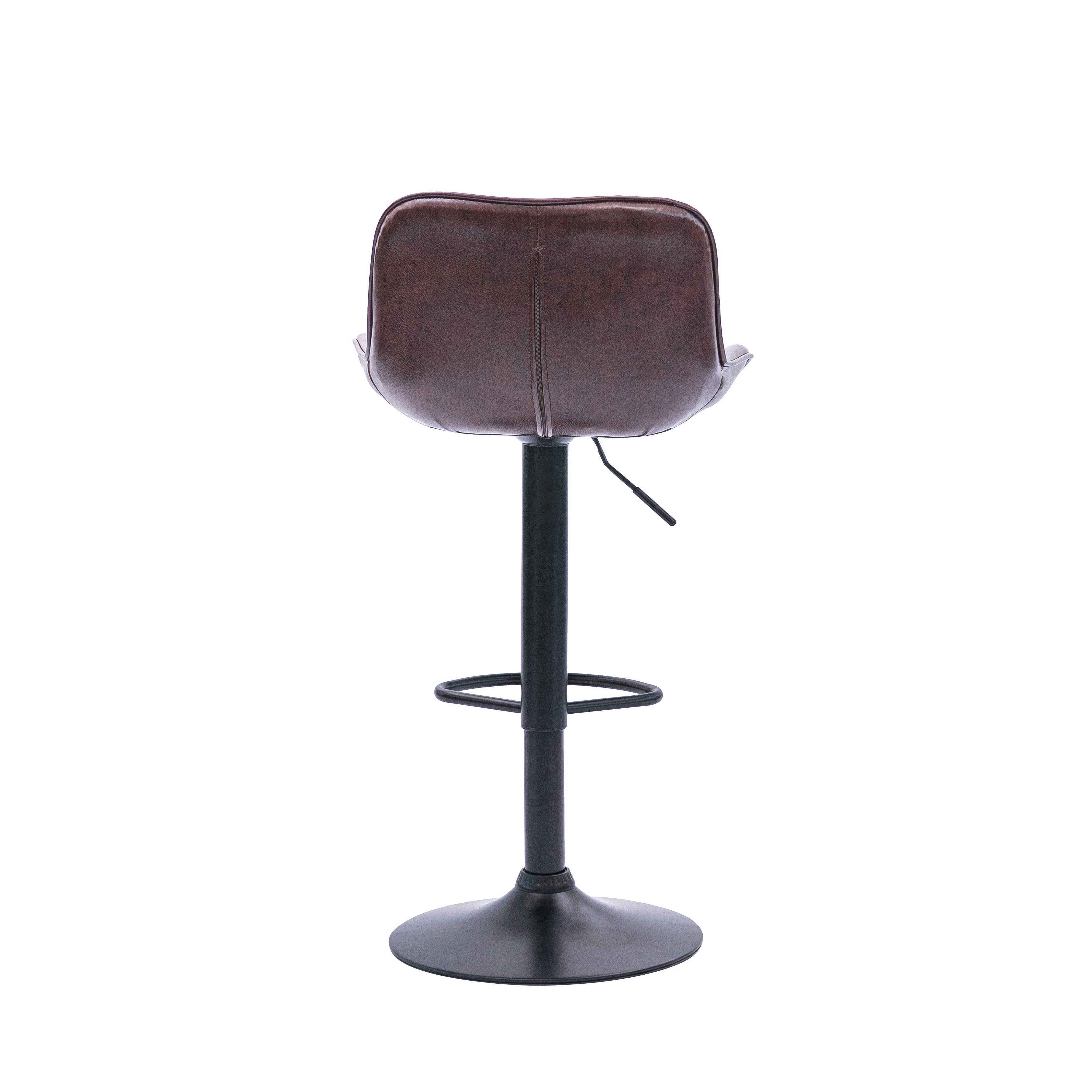 Urban Style Black Metal Brown PU Bar Stools with Gas Lift - Set of 2 for Kitchen Island, Breakfast Nook & Home Bar Seating