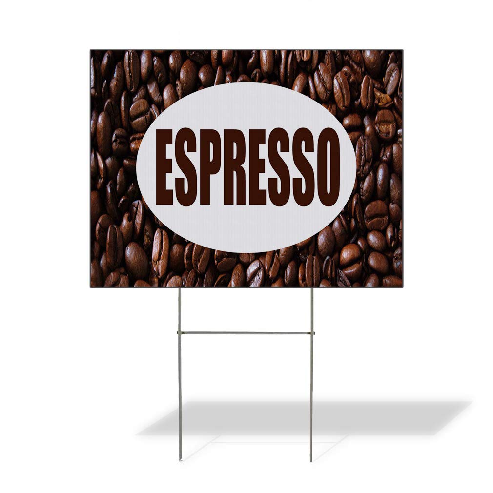 24x18 Inches Weatherproof Yard Sign for Espresso CAF Restaurant & Bar - Brown Lawn & Garden Advertisement - Durable 1-Side Print for Coffee Shops, Outdoor Events & Business Promotions