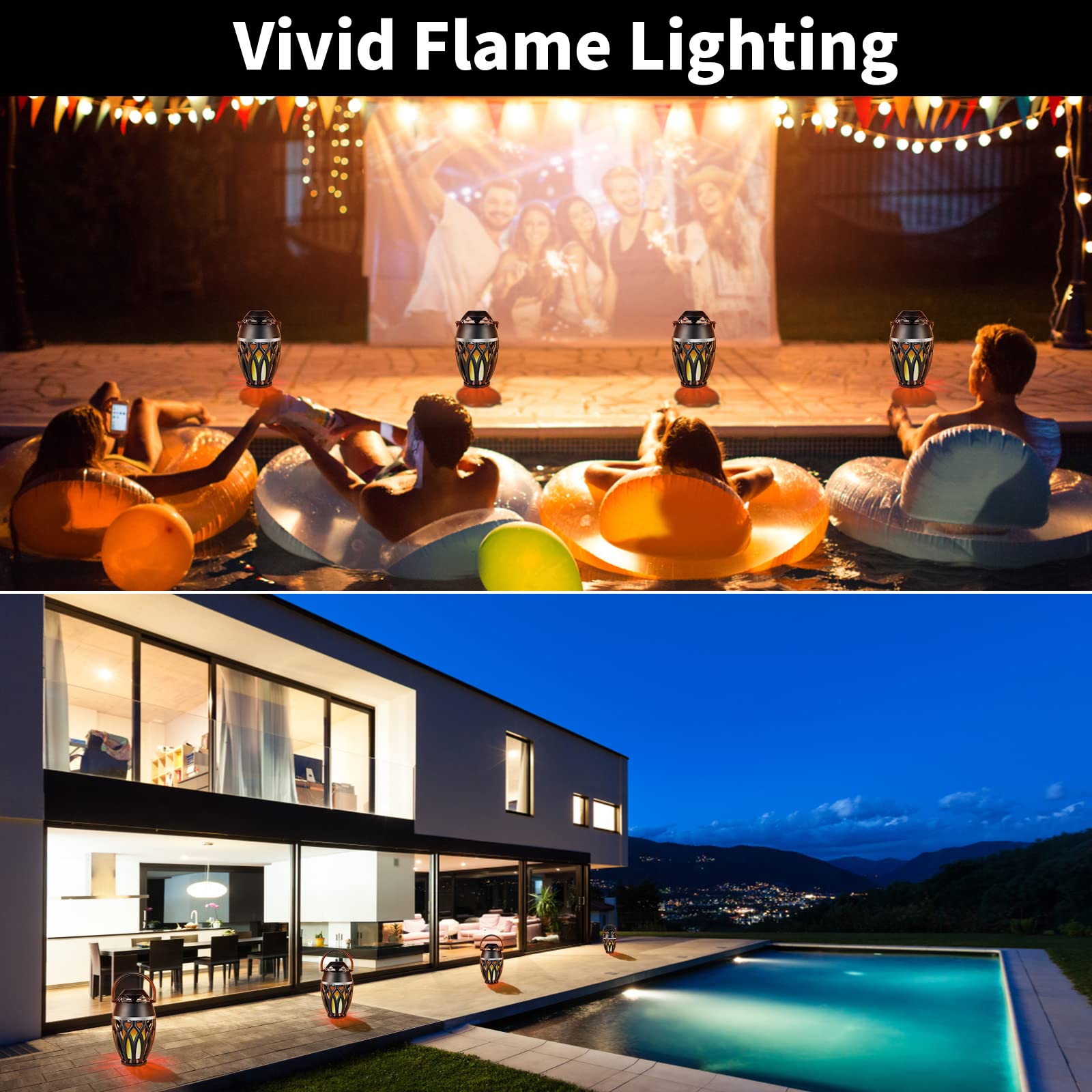 Vanten 2 Pack Outdoor Bluetooth Speakers with LED Flame Effect, Bluetooth 5.0, IPX5 Waterproof, Flame Torch Atmosphere Speaker, Perfect Gift for Men & Women, Ideal for Party, Garden, Home, Patio, Camping & Outdoor Adventures