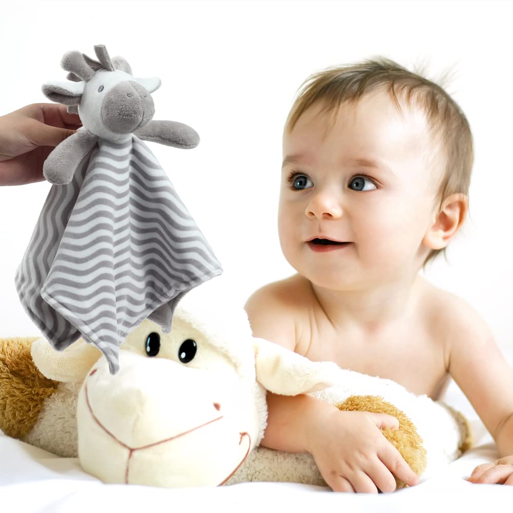 CREVENT Soft Plush Animal Face Security Blankets for Boys & Girls - Grey Zebra Baby Blanket | Perfect Baby Shower Gift, Newborn Comfort Blanket, Toddler Nap Time & Nursery Essential