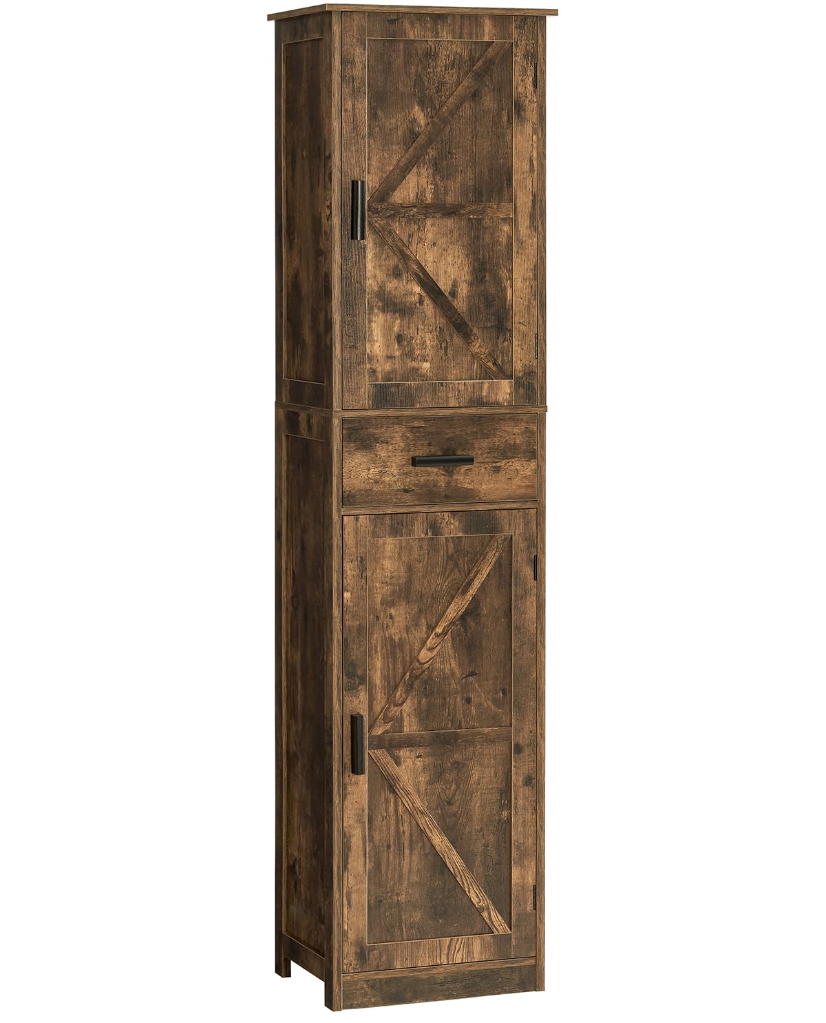 WEENFON 6-Shelf Tall Storage Cabinet with Drawer, Adjustable Shelves Narrow Bathroom Cabinet - Rustic Brown Organizer for Living Room, Home Office, Bedroom & Bathroom Storage Solutions