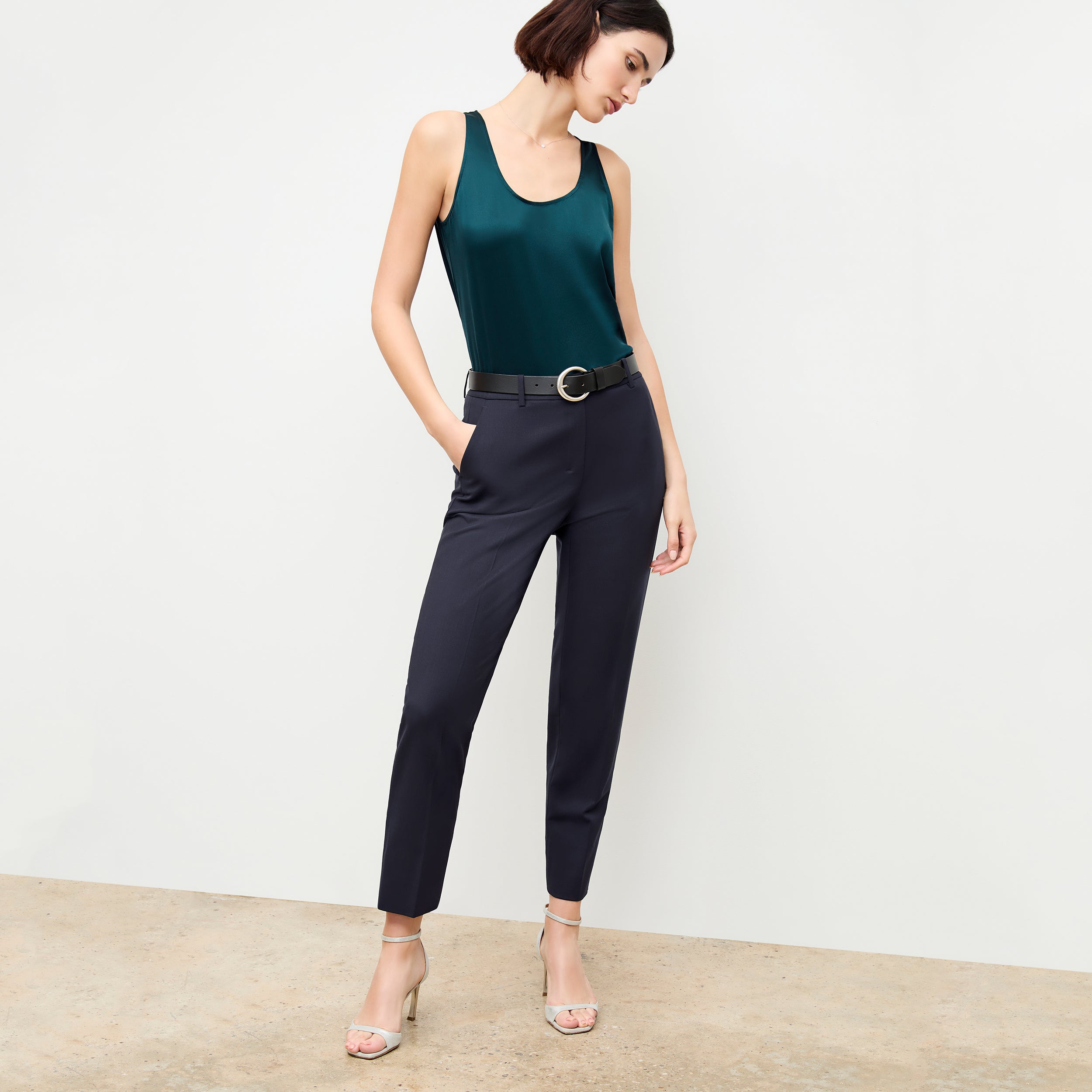Premium Washable Wool Twill Mejia Pants - Dark Navy | Comfortable & Durable Office Wear & Travel Essentials