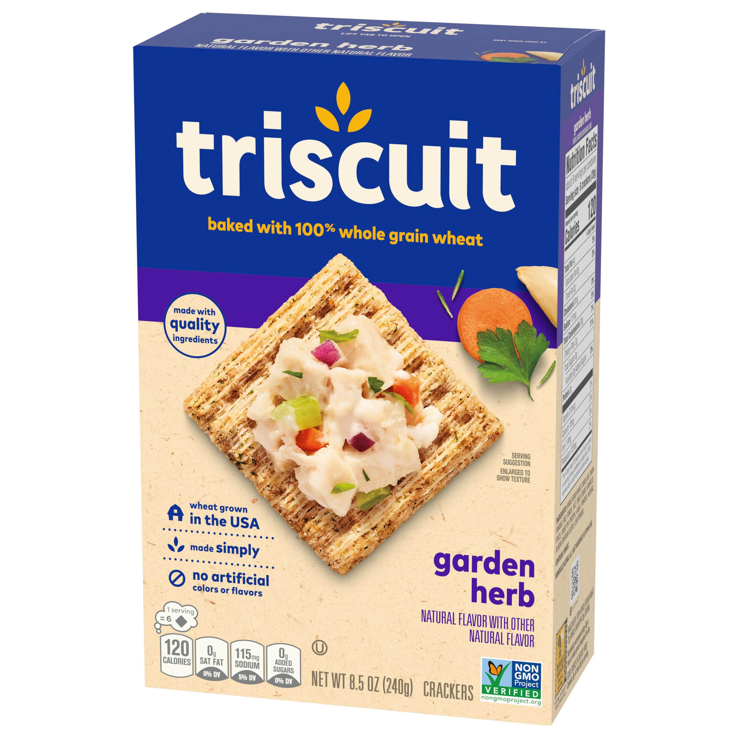 Triscuit Garden Herb Whole Grain Wheat Crackers - Healthy Lunch Snacks & On-the-Go Snacks (8.5 oz) | Perfect for Office, School & Picnic Baskets
