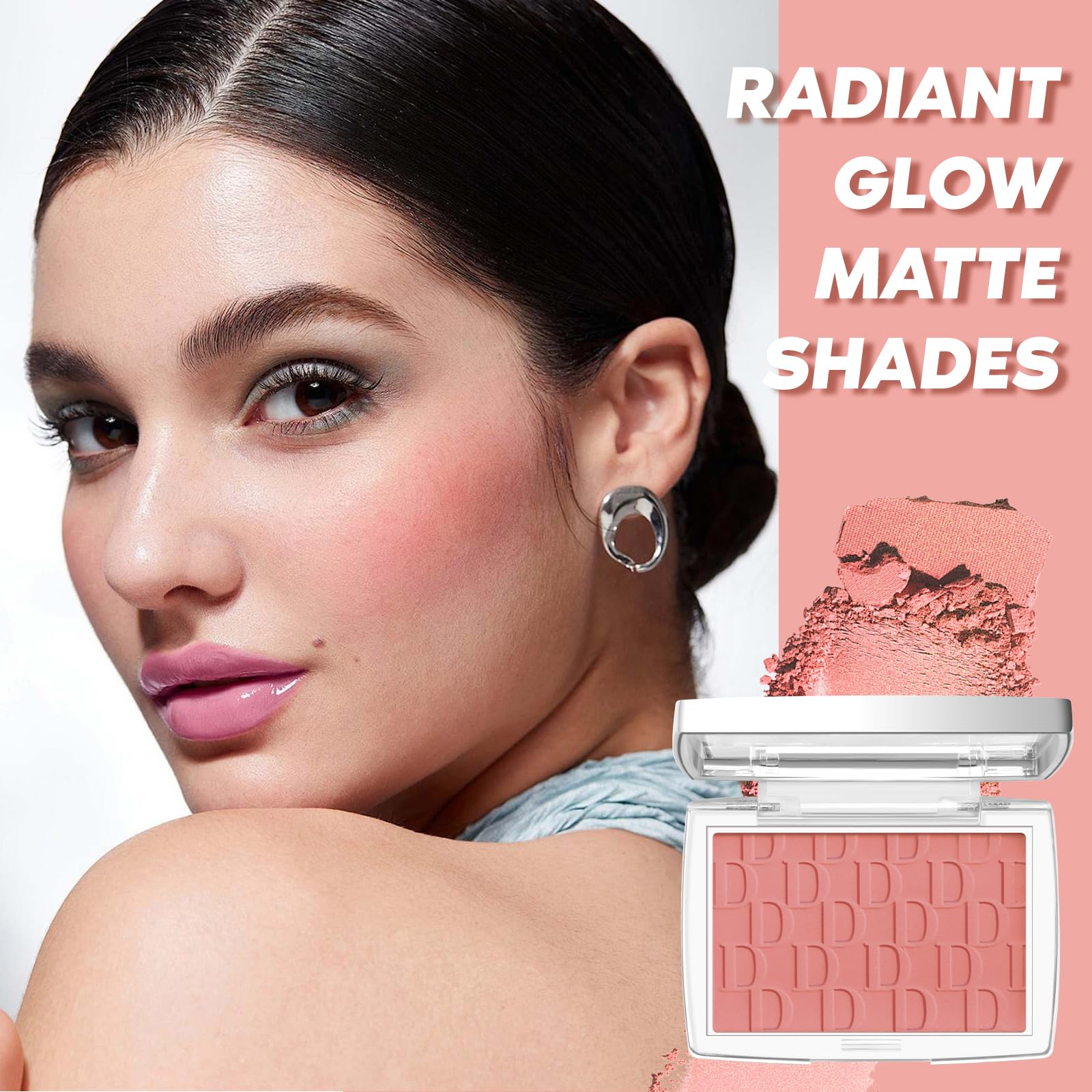 Rosewood Matte Blush Powder Palette with Brush - Natural Blendable Silky Formula for Cheeks | Lightweight Face Blusher Makeup | Perfect for Everyday Wear & Professional Makeup Looks | Shade 012