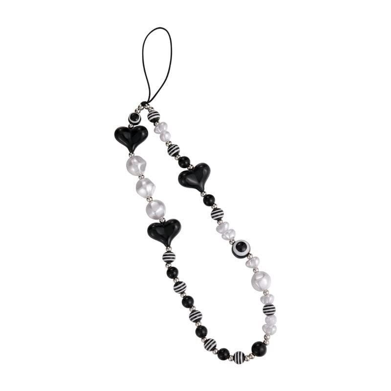 Elegant Heart-Shaped Imitation Pearl Phone Lanyard - Anti-Lost Crystal Phone Chain & Wrist Strap for Women - Perfect for Smartphones, Keys & Accessories - Ideal for Work, Travel and Daily Use