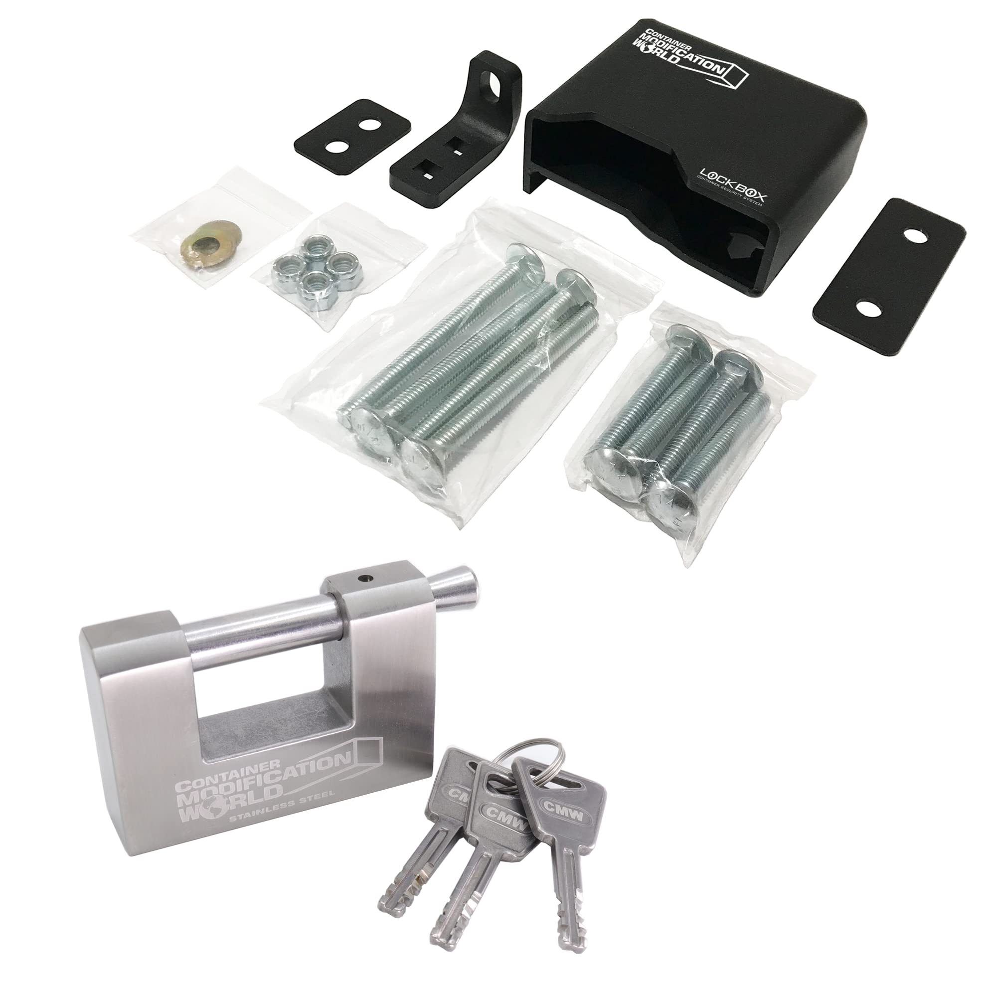 Heavy Duty Shipping Container Lock Box with CMW 80mm High Security Lock Bundle - Weatherproof Steel Storage Solution for Cargo, Trailers & Logistics Security