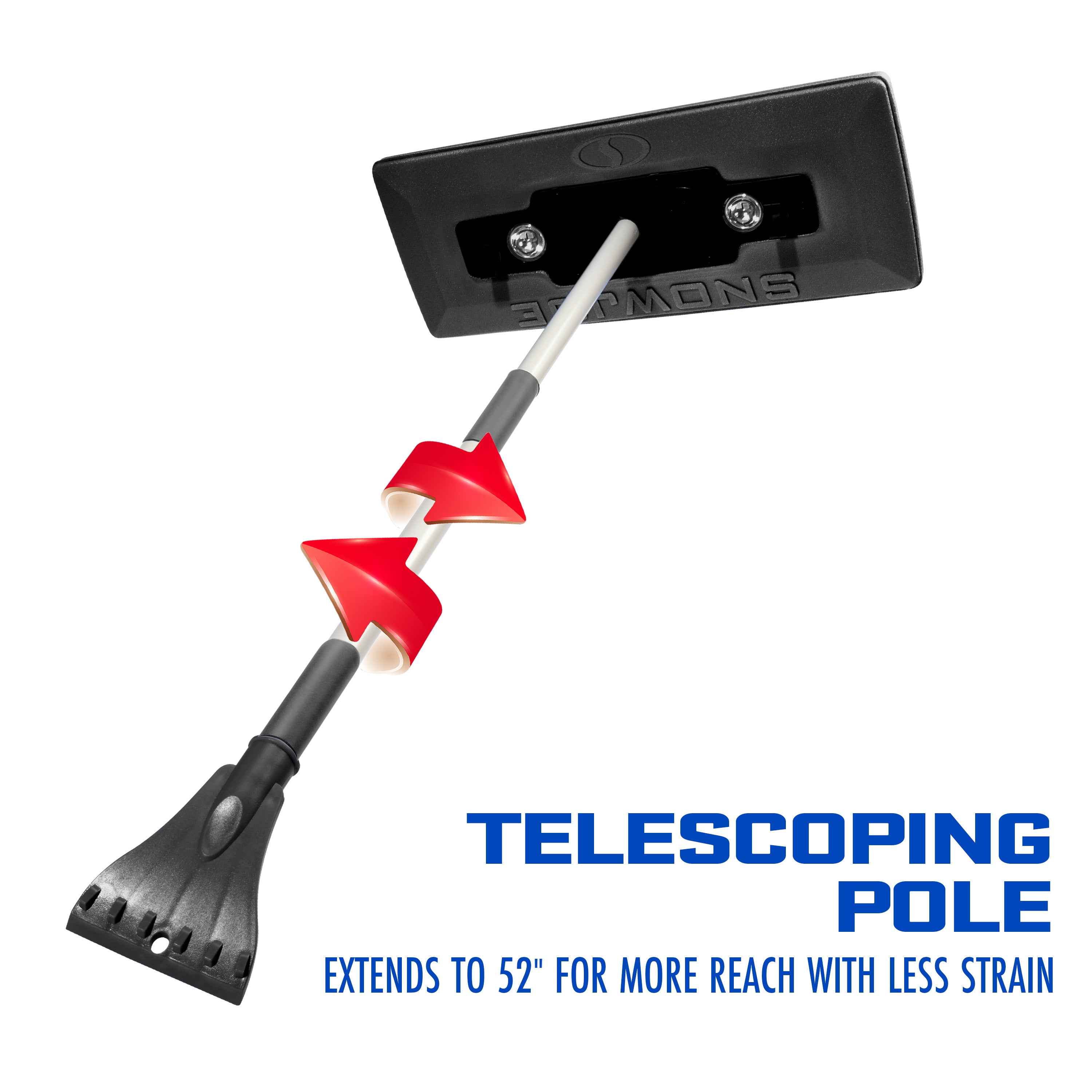 Snow Joe SJBLZD LED 4-in-1 Telescoping Snow Broom & Ice Scraper with 18