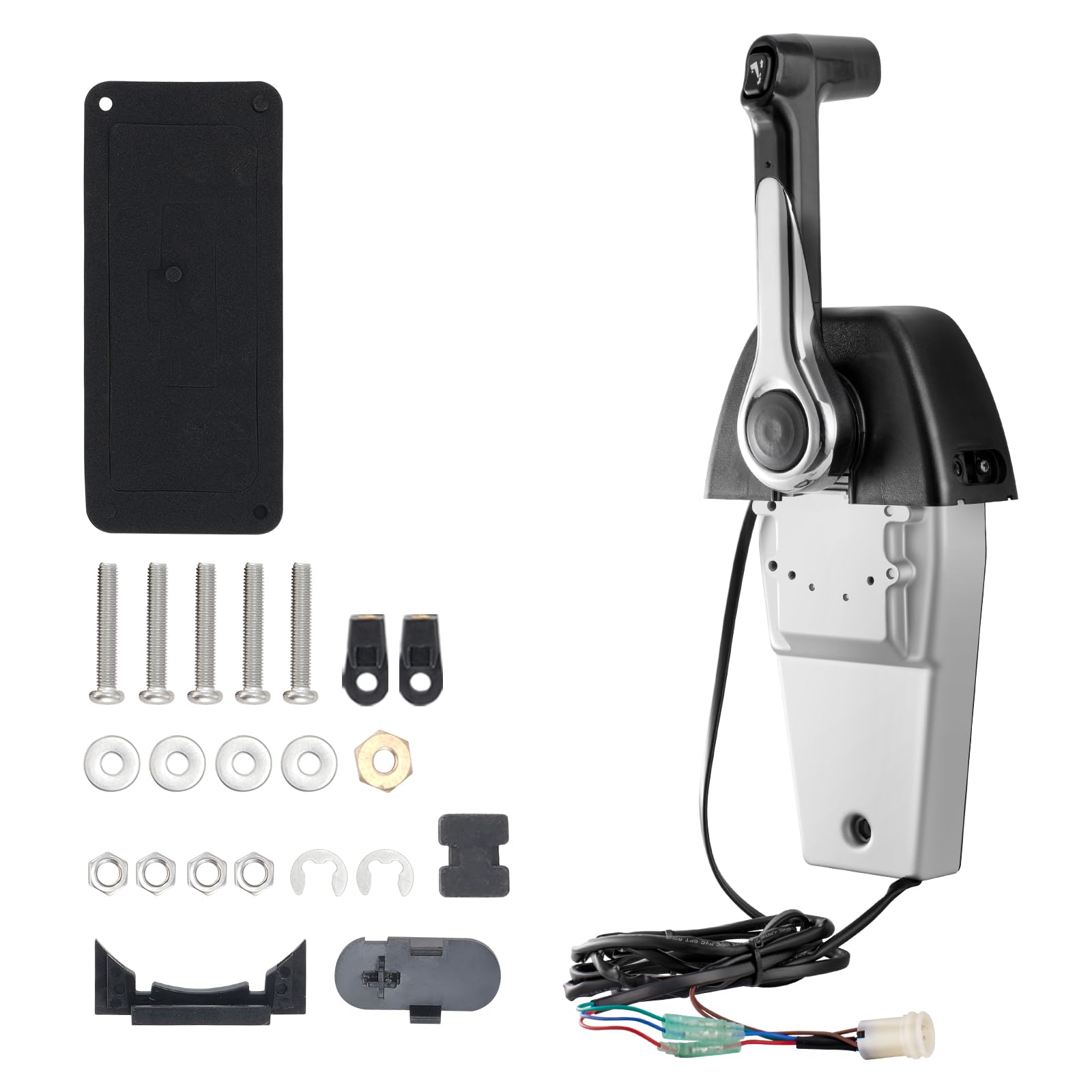 VEVOR Boat Throttle Control Box - Top-Mounted Outboard Remote Control for Yamaha 4-Stroke Engines - Marine Throttle with Power Trim Switch & 4.6ft 5-Pin Harness (704-48205-P1) - Perfect for Smooth Acceleration and Precise Speed Control on Fishing Boats and Watercrafts