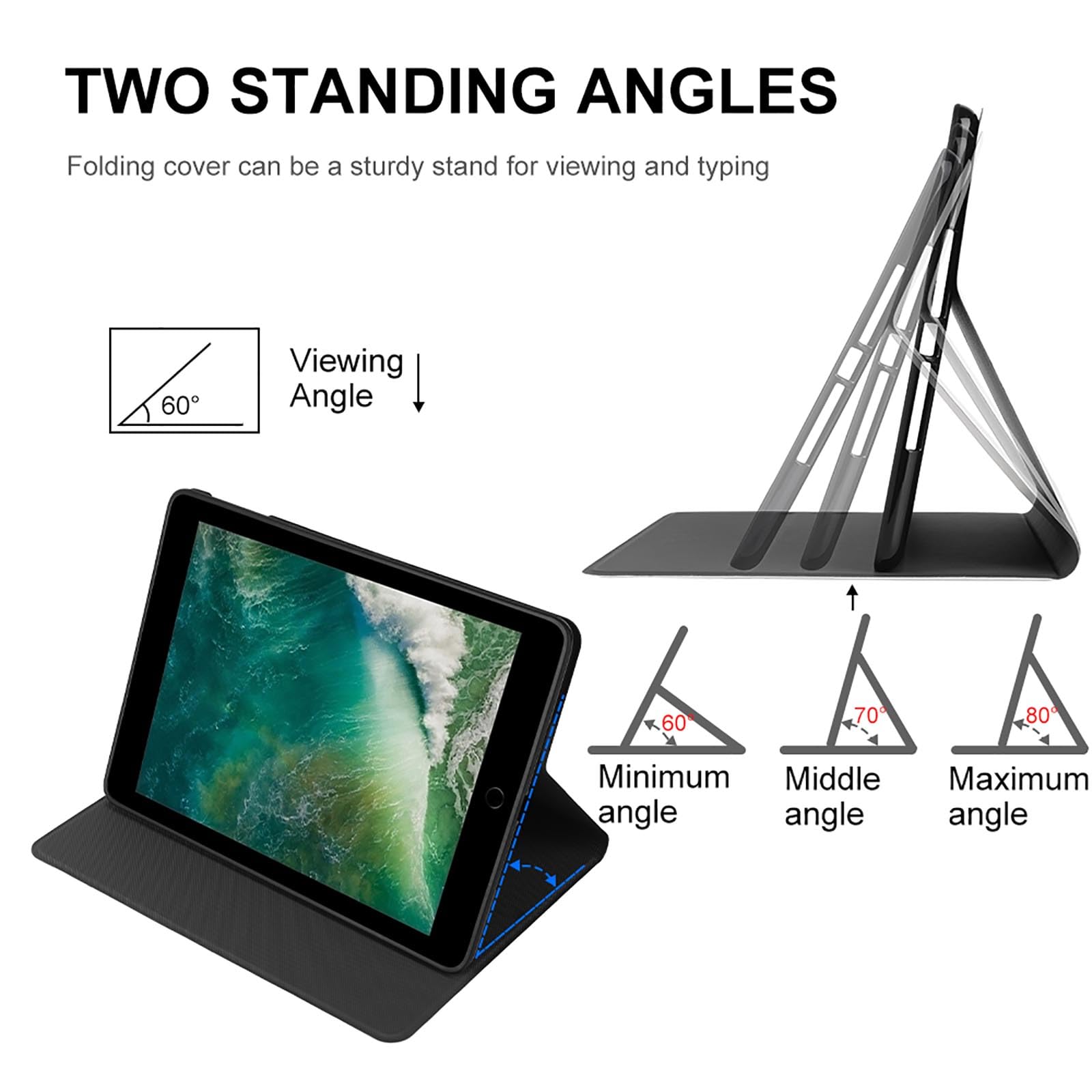 Shockproof Waterproof iPad Case Compatible with iPad 2017/2018/Air1/Air2 (9.7 Inch) - Slim Protective Cover with Donut Wheels Design & Stand Feature for Home, Office, and Travel Use