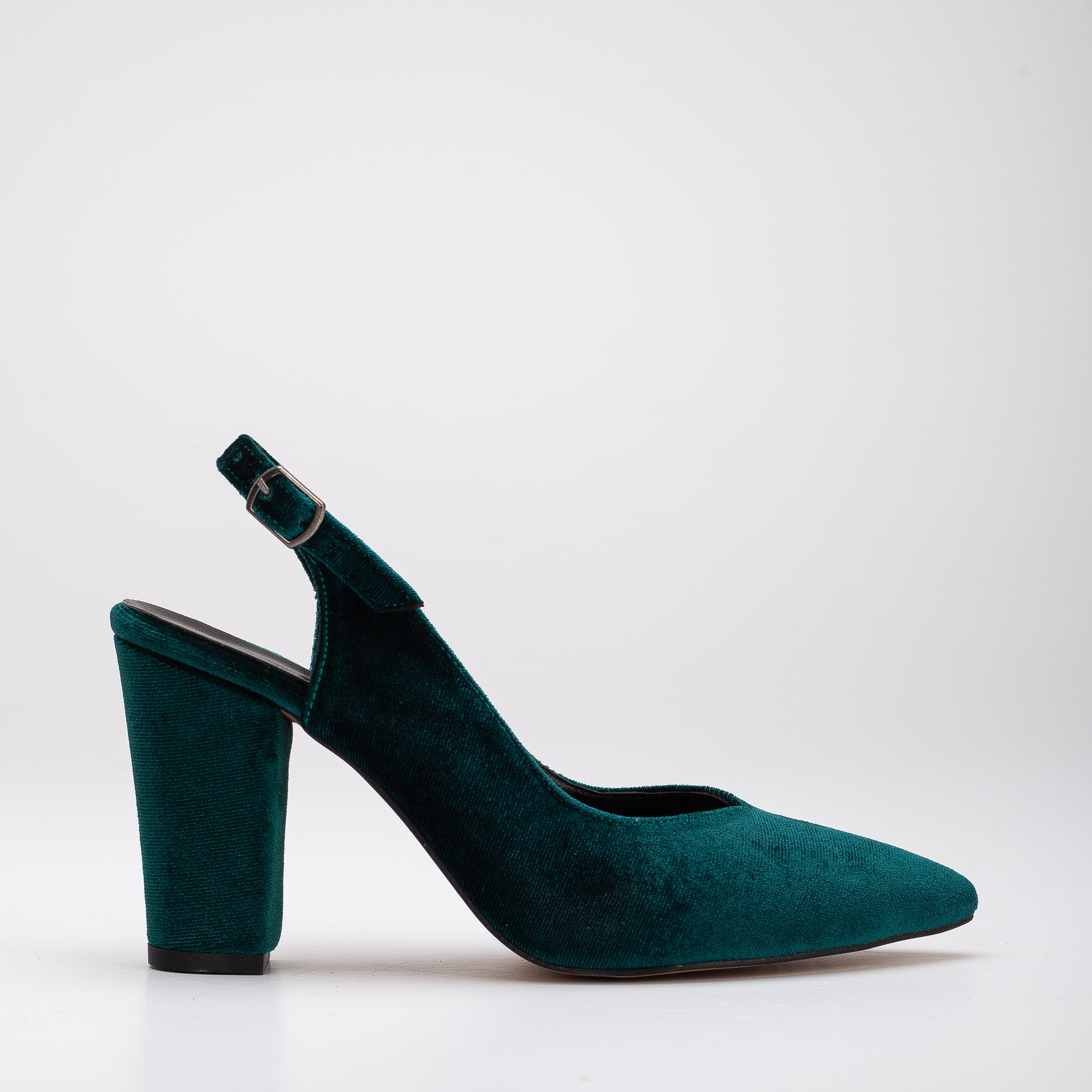 Emma Green Velvet Slingback Heels - Women's Comfortable Dress Shoes for Weddings, Parties & Evening Events | Elegant Pointed Toe Pumps with Ankle Strap