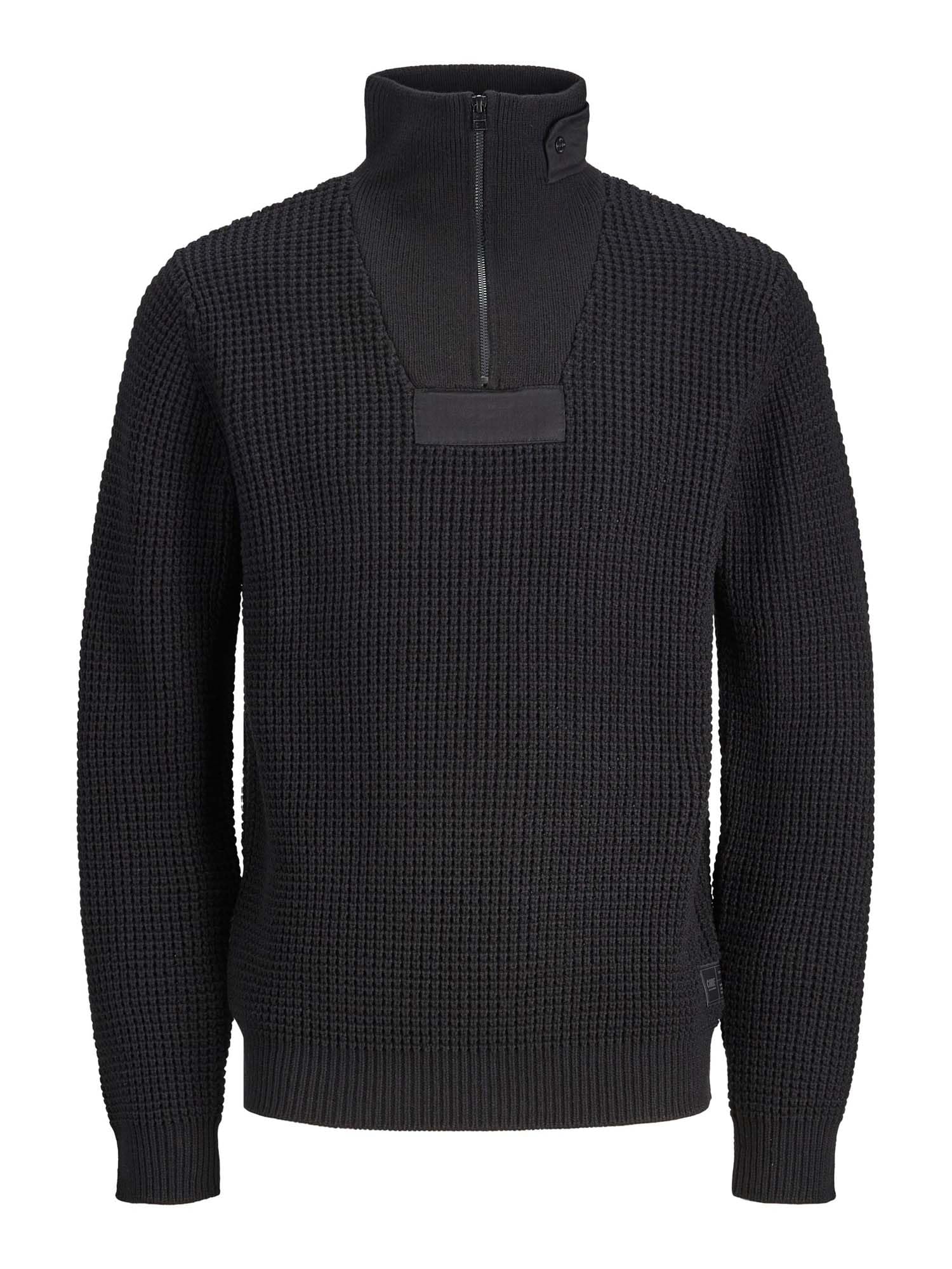 JACK & JONES Men's Waffle Knit High Neck Cotton Blend Sweater - Warm Winter Pullover for Casual Outfits & Office Wear