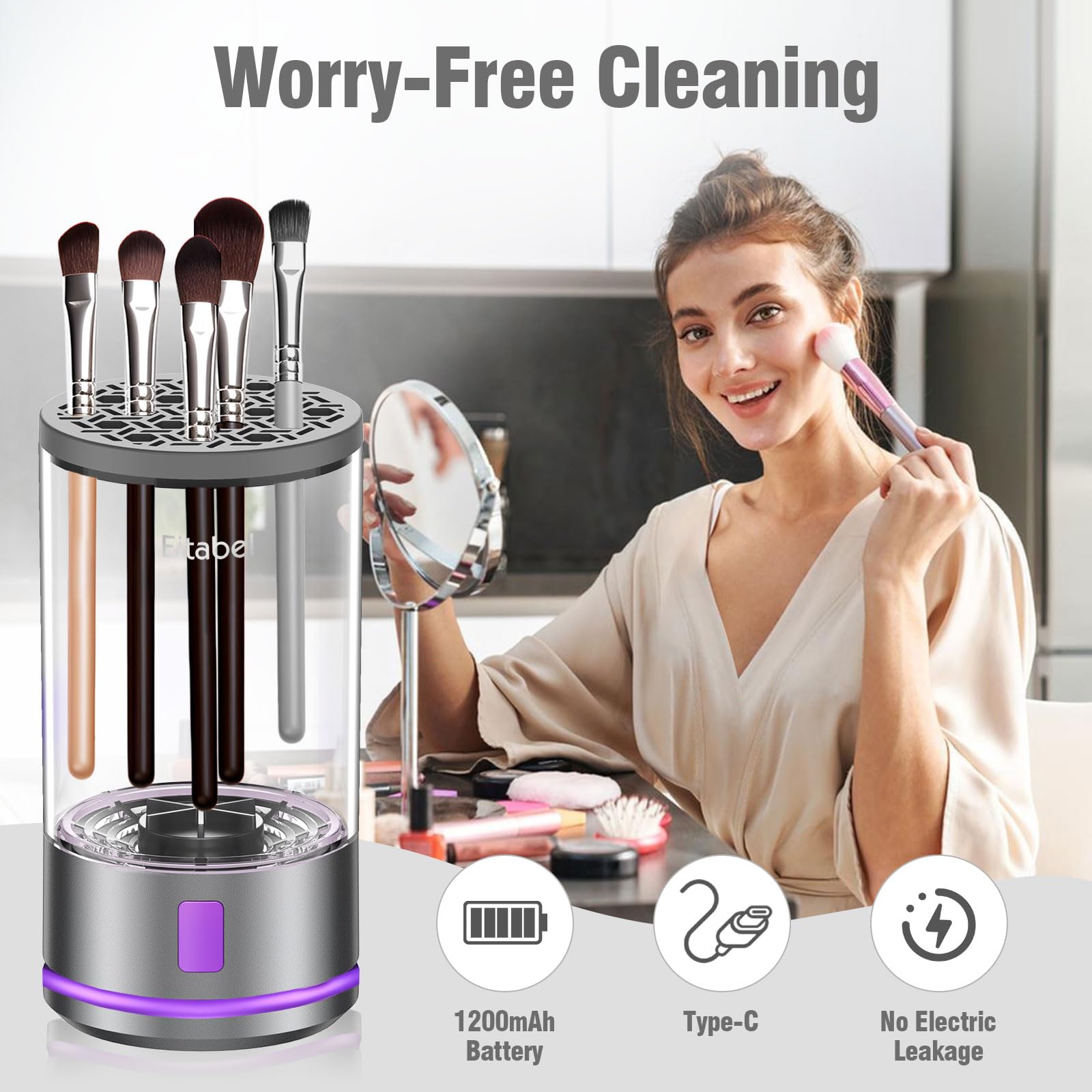 2 in 1 Electric Makeup Brush Cleaner Machine - Automatic Spinning Brush & Sponge Washer for All Sizes | Perfect for Home Salon, Professional Makeup Artists & Beauty Enthusiasts