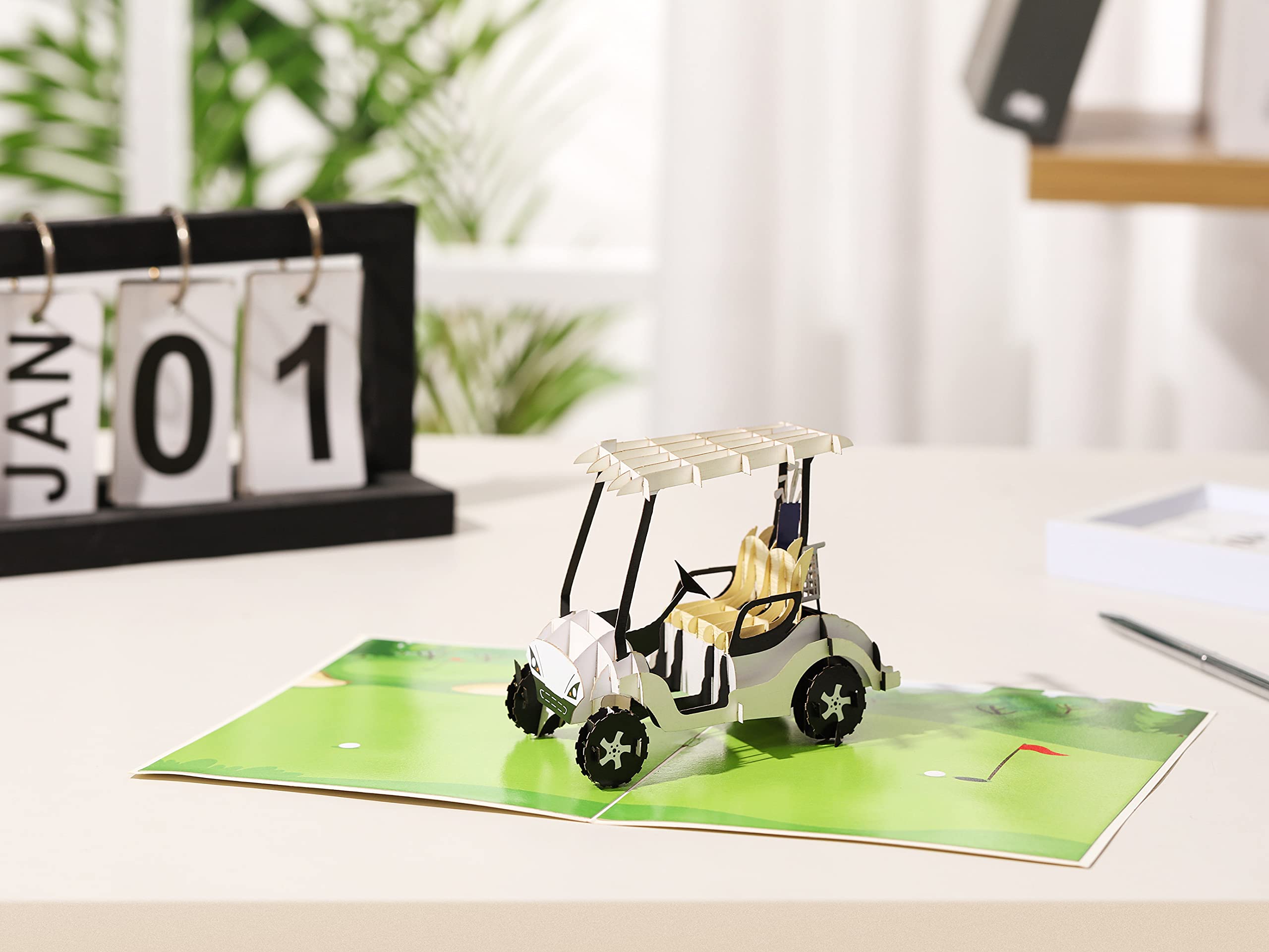 Liif 3D Pop Up Golf Cart Greeting Card - Perfect for Retirement, Birthday, Father's Day - Unique Golf Gifts for Men, Women & Golf Lovers - Great for Coworkers, Golf Tournaments & Special Occasions