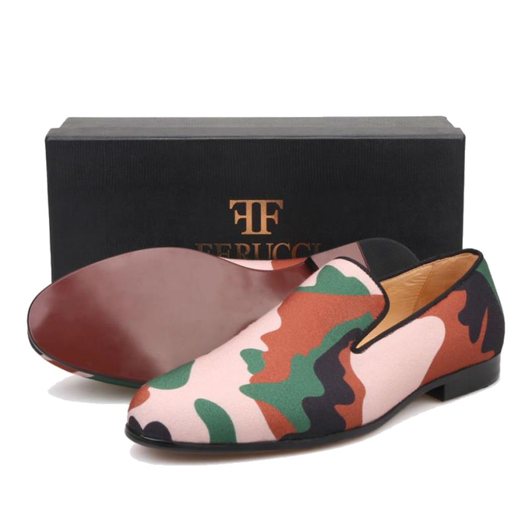 FERUCCI Handmade Men's Camouflage Slippers - Comfortable Flat Loafers for Indoor/Outdoor Wear - Perfect for Home, Lounge & Casual Outings