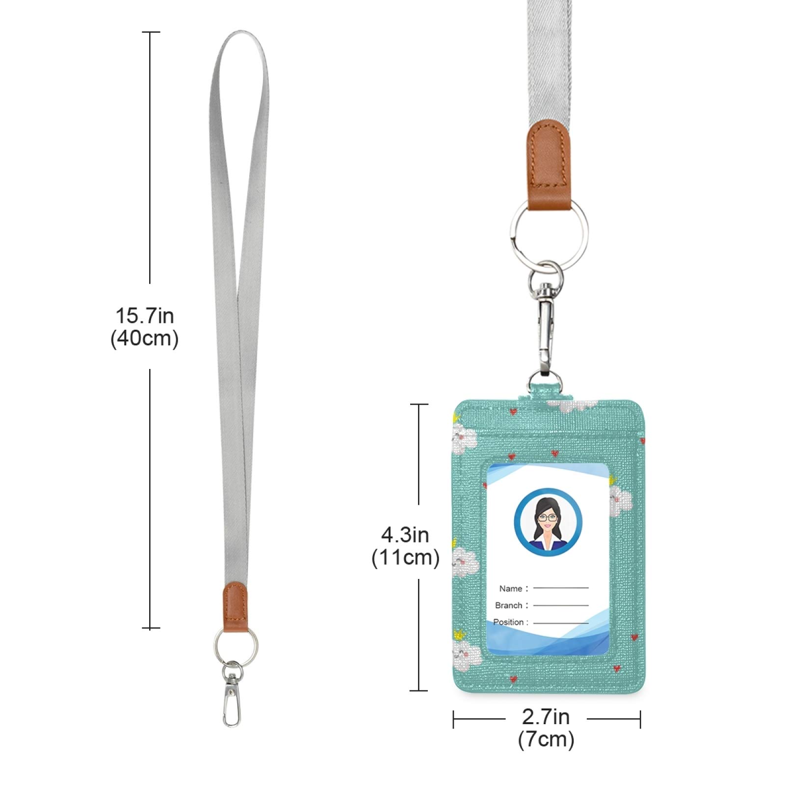Vertical Leather ID Badge Holder with Lanyard for Office & School Staff