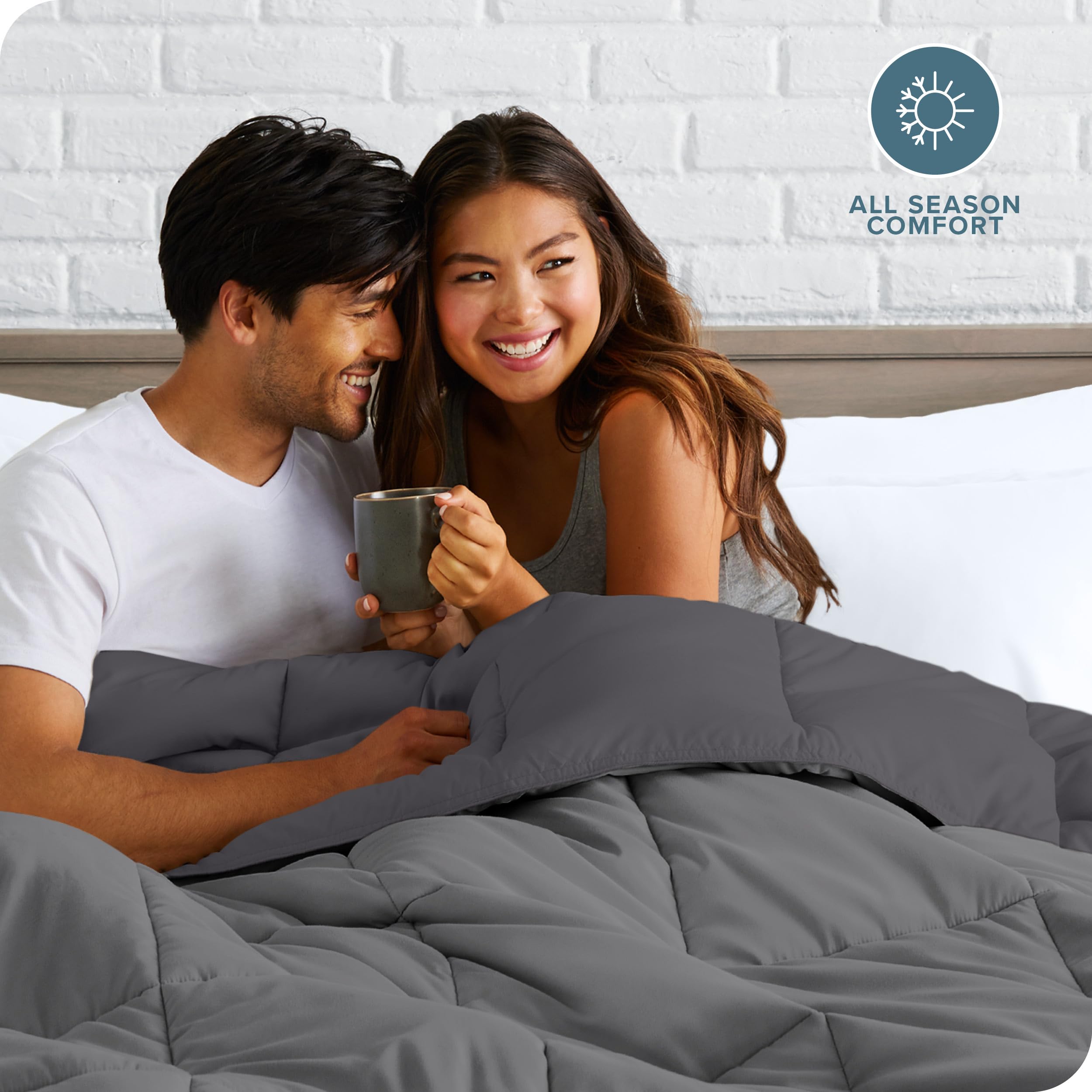 Bare Home Twin/Twin XL Comforter Set - Reversible Grey & Forged Iron Grey - Ultra Soft Goose Down Alternative - Premium 1800 Series All Season Bedding - Perfect for Dorms, Guest Rooms & Cozy Bedrooms