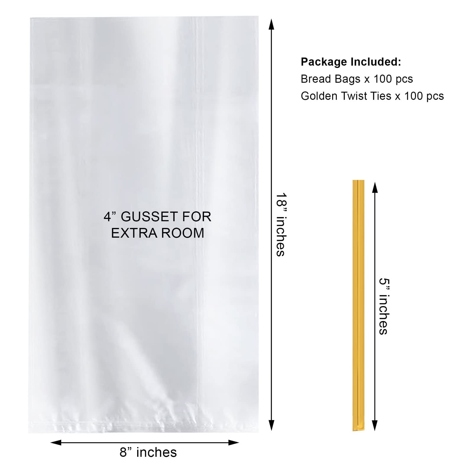 Reusable Bread Bags with Ties - 50 Clear Plastic Bread Bags & 50 Adjustable Ties for Homemade Bread, Bakery Loaves, Fresh Bread Storage | Perfect for Home Bakers, Artisan Bread, Farmers Market & Gift Packaging