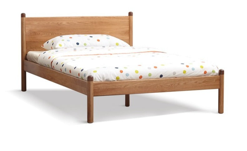 Solid Oak Wood Kids Bed - Sturdy & Safe Children's Bedroom Furniture for Toddlers & Teens - Perfect for Bedrooms, Daycare, and Guest Rooms