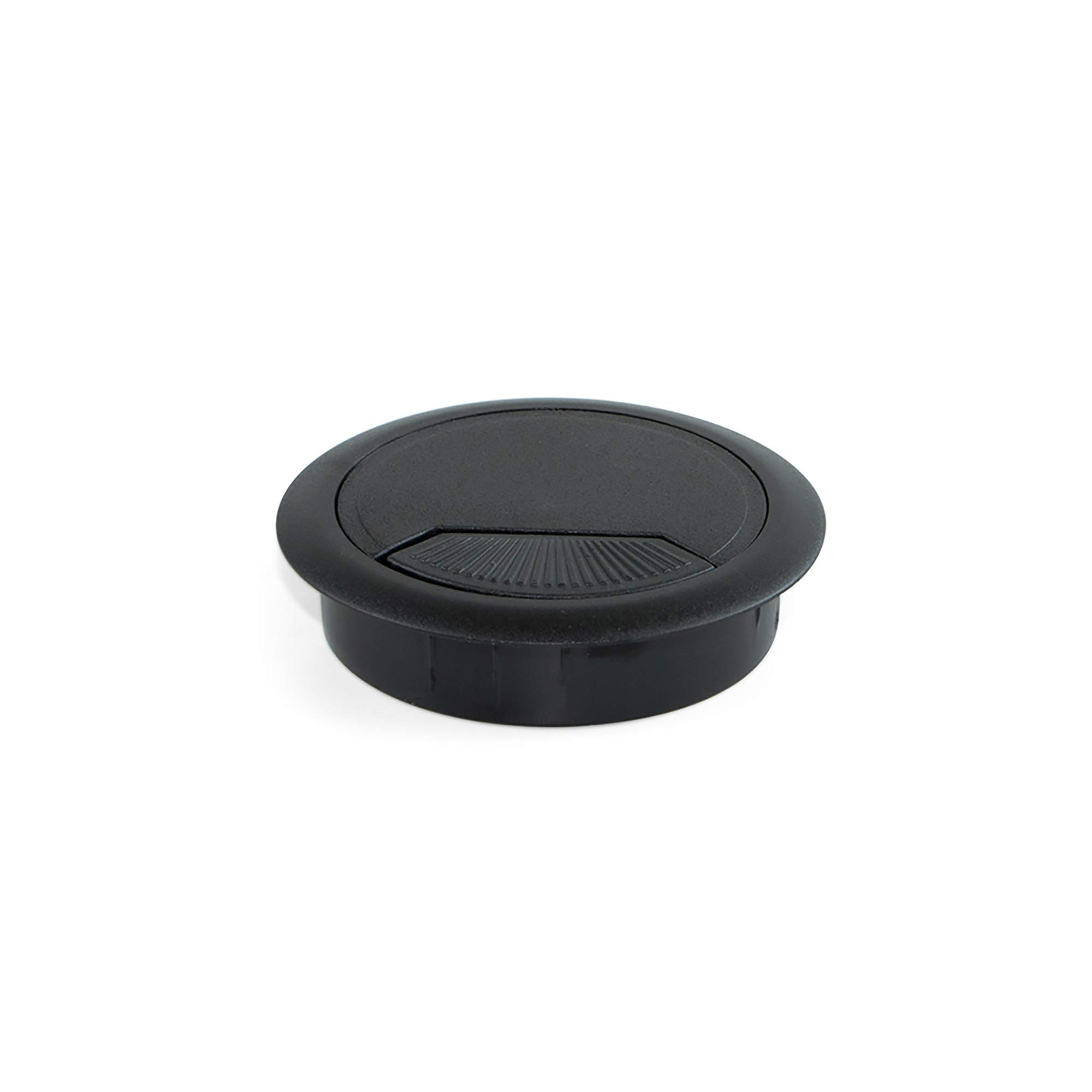 60mm Black Plastic Round Grommet - 20 Pack Desk Cable Management Grommets for Table, Desk & Worktop - Perfect for Office, Home & Workshop Wire Organization