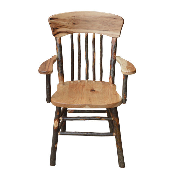 Premium Hickory Wood Panel Back Dining Chair with Arms - Comfortable & Stylish for Home, Kitchen, and Restaurant Use