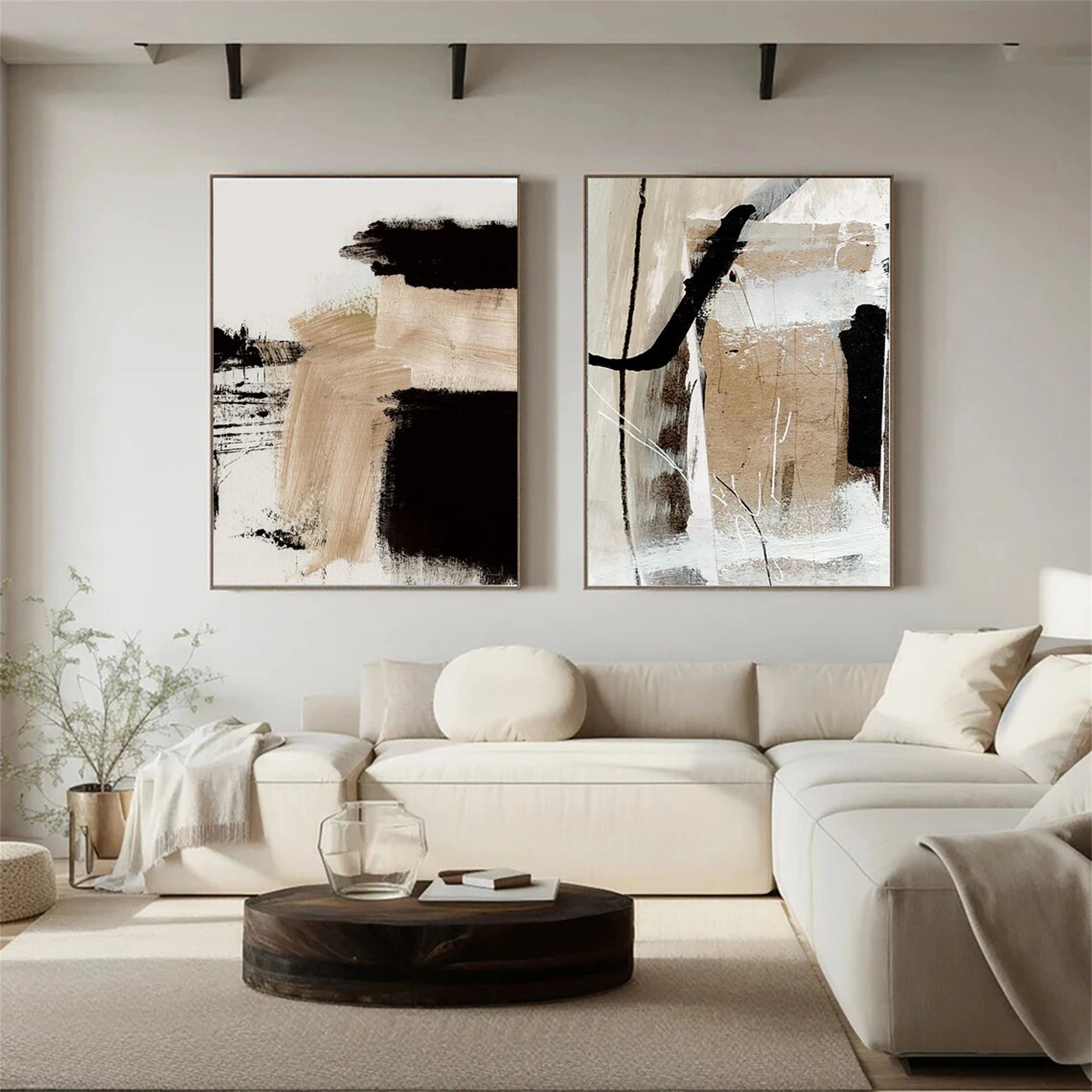 Abstract Painting Set of 2 - Modern Wall Art Decor for Living Room, Bedroom & Office | #AB 098