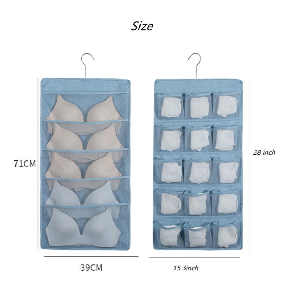 Hanging Closet Organizer for Bras, Underwear, Socks & Clothes - Space Saving Storage Solution for Bedroom, Pantry & Wardrobe (Blue) | Perfect for Small Spaces & Closet Organization