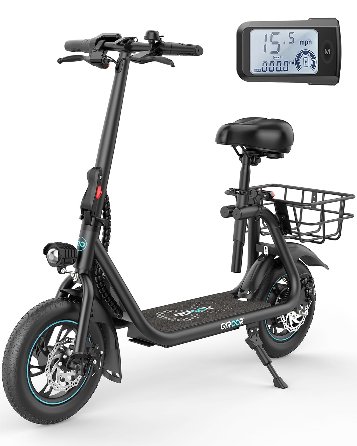 Gyroor Electric Scooter for Adults - 450W Motor, 20-25 Miles Range, 15.5-18.6 MPH Speed, LCD Display, with Basket - Perfect for Commuting, Campus Travel & Urban Exploration