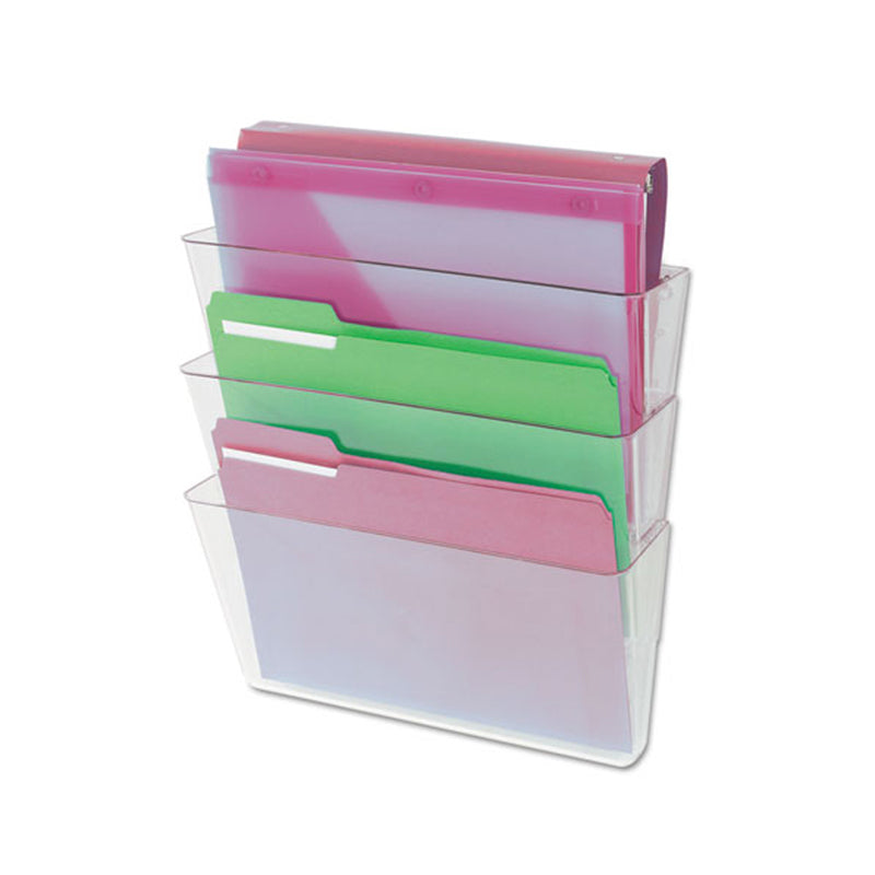 3-Pocket Wall File Organizer Starter Set - Letter Size, Clear Plastic - Perfect for Office, Home, or Classroom Document Storage & Organization