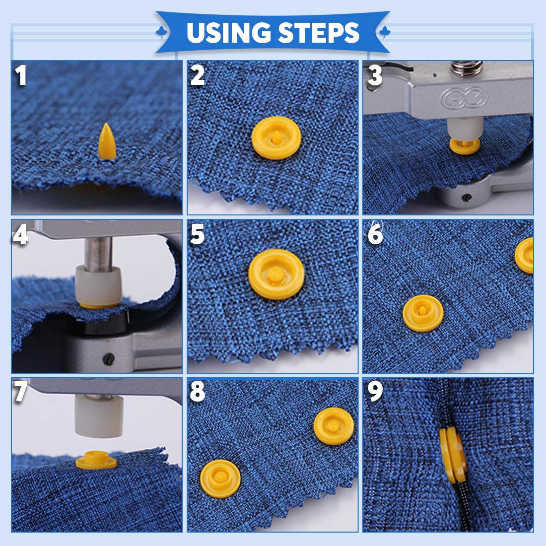 Glarks 384Pcs Plastic Snap Buttons Kit with Snap Pliers - DIY Clothes Sewing, Baby Bibs, Raincoat Making - Perfect for Crafting, Costume Design & Fabric Repair Projects