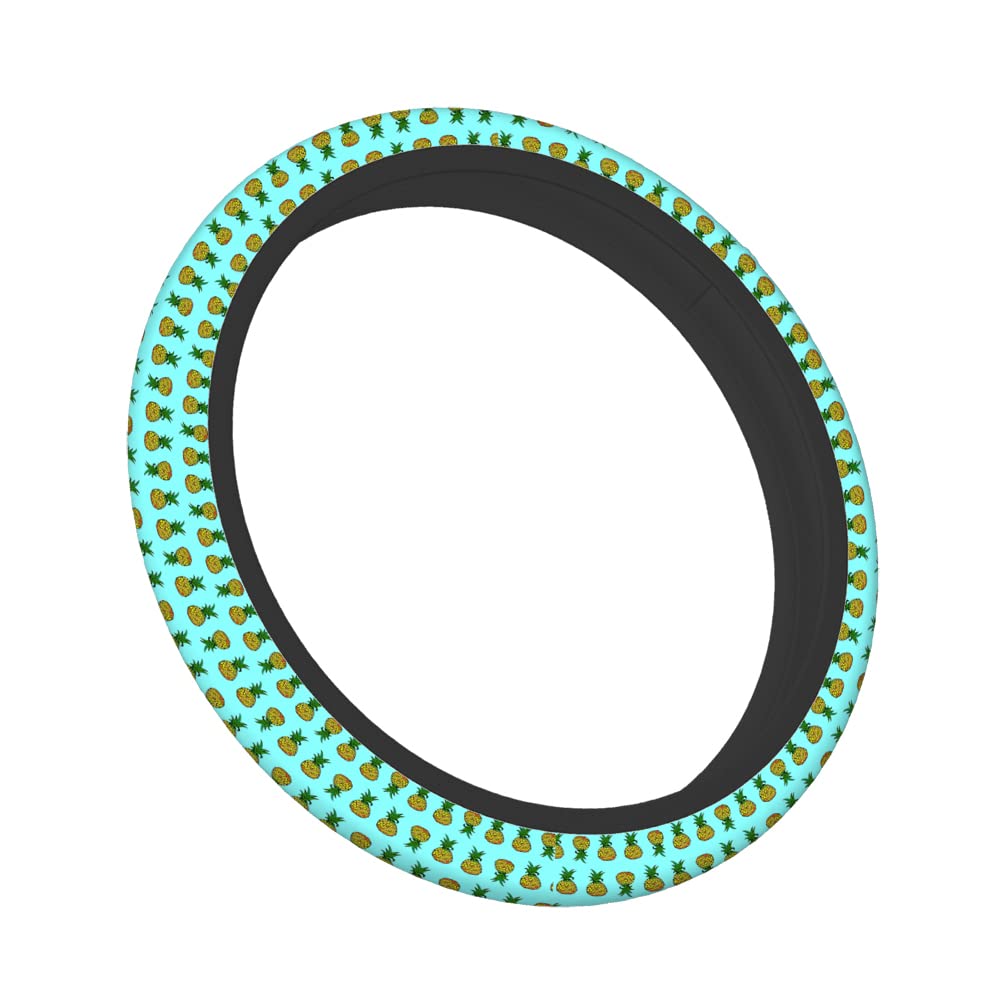 Swono Pineapple Blue Cartoon Steering Wheel Cover - Soft Anti-Slip for Women & Girls | Perfect for Sedan, Van, SUV