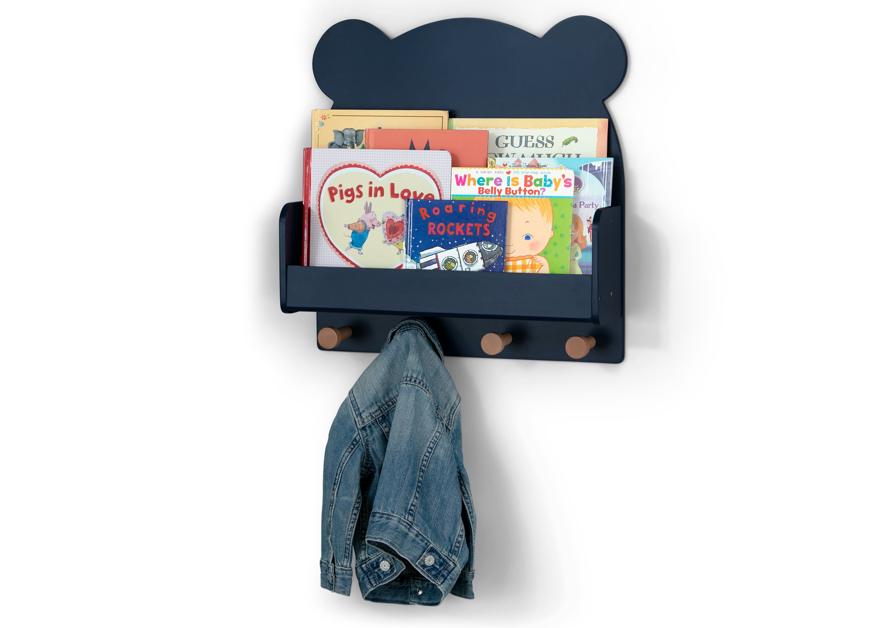 Brannan Bear Wall Shelf with 4 Hooks - Rustic Wooden Floating Shelf for Entryway, Bathroom & Bedroom Organization - Perfect for Hanging Coats, Towels & Decor