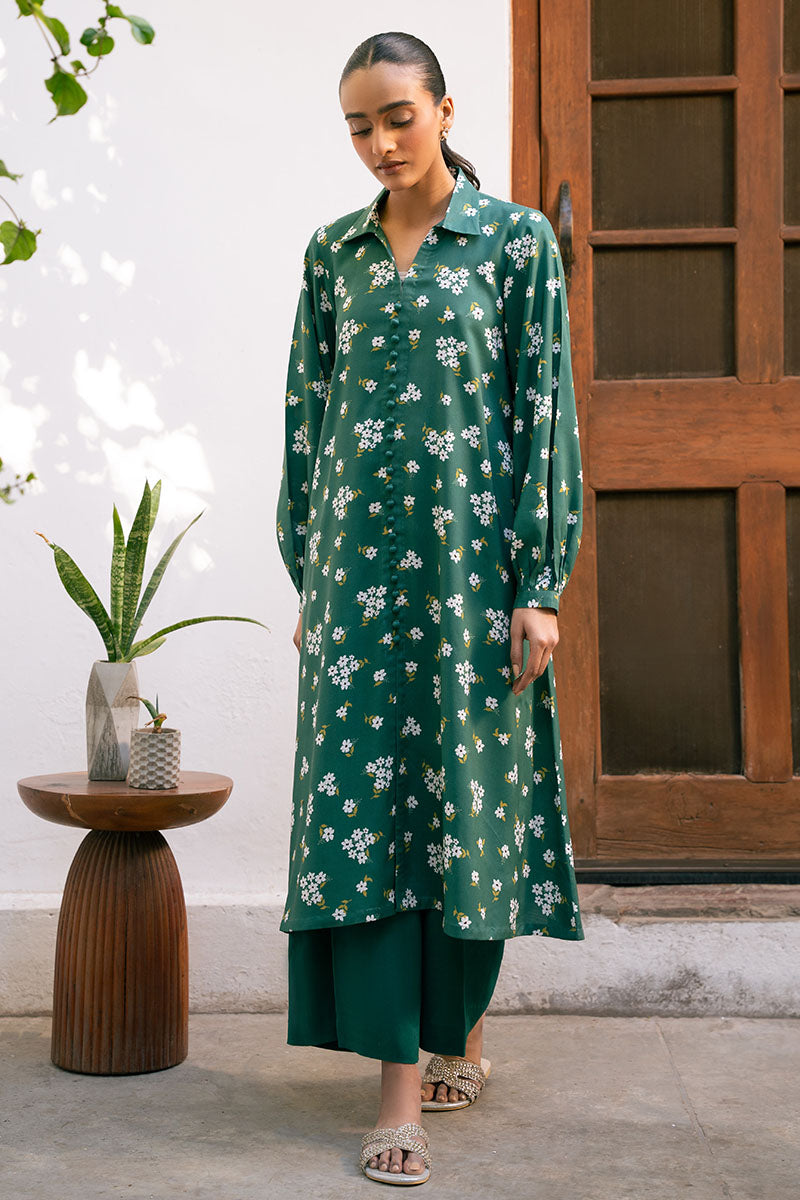 Premium 2-Piece Printed Linen Suit for Women - GREEN VOYAGE Collection | Breathable & Stylish Summer Outfit for Beach, Vacation & Casual Wear