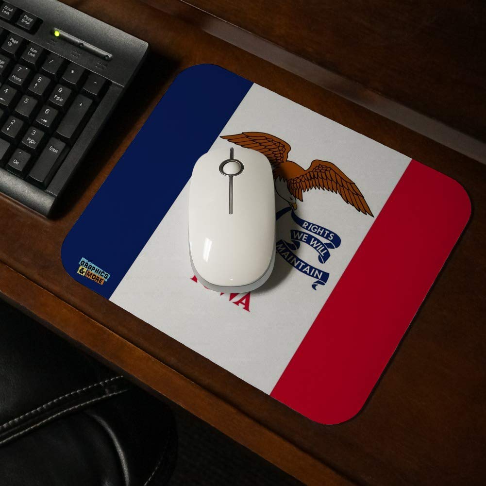 Iowa State Flag Low Profile Thin Mouse Pad - Non-Slip Rubber Base, Smooth Surface for Gaming & Office Use - Perfect for Desktops, Laptops, and Workspaces