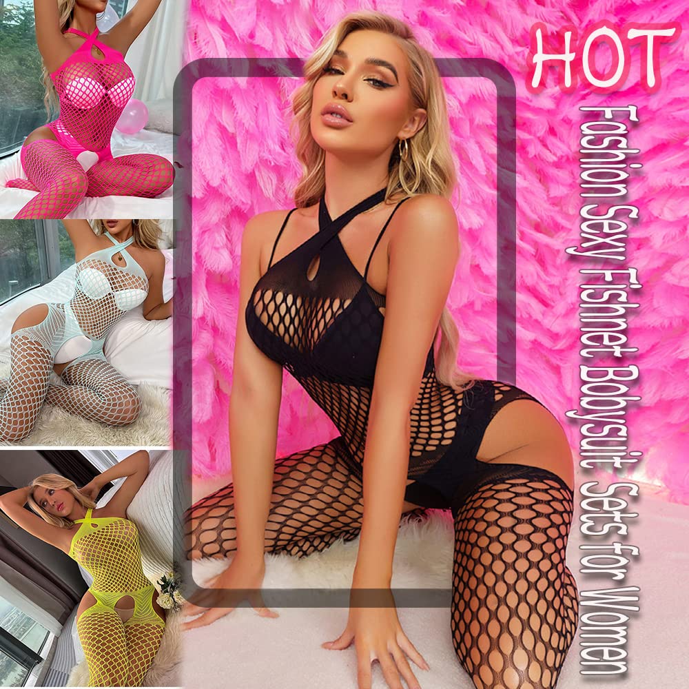 Mom & Myaboys Women's Fishnet Bodystocking & Stockings - Sexy Lingerie Bodysuit for Women | Perfect for Valentine's Day, Boudoir Photography & Romantic Nights