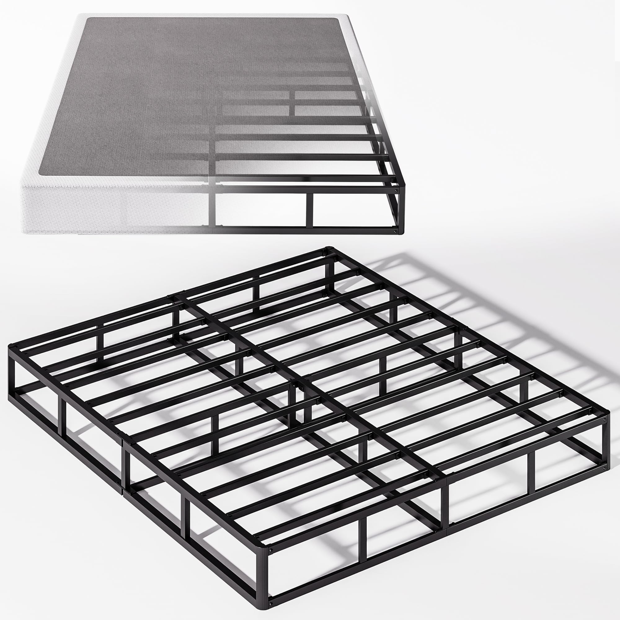 7 Inch Queen Box Spring - Heavy Duty Metal Frame with Fabric Cover, 3500lbs Max Weight Capacity, Easy Assembly Mattress Foundation - Perfect for Bedroom, Guest Room, and Dormitory Use