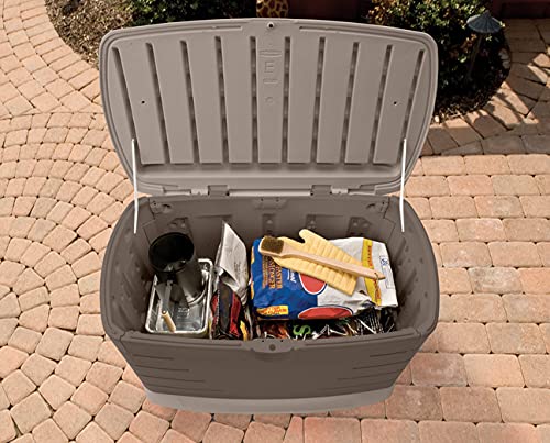 Rubbermaid 73 Gallon Medium Resin Outdoor Storage Deck Box - Weatherproof Brown Deck Organizer for Patio, Backyard & Pool - Perfect for Storing Garden Tools, Pool Chemicals, Toys & Patio Cushions | Ideal for Home Organization & Outdoor Storage Solutions