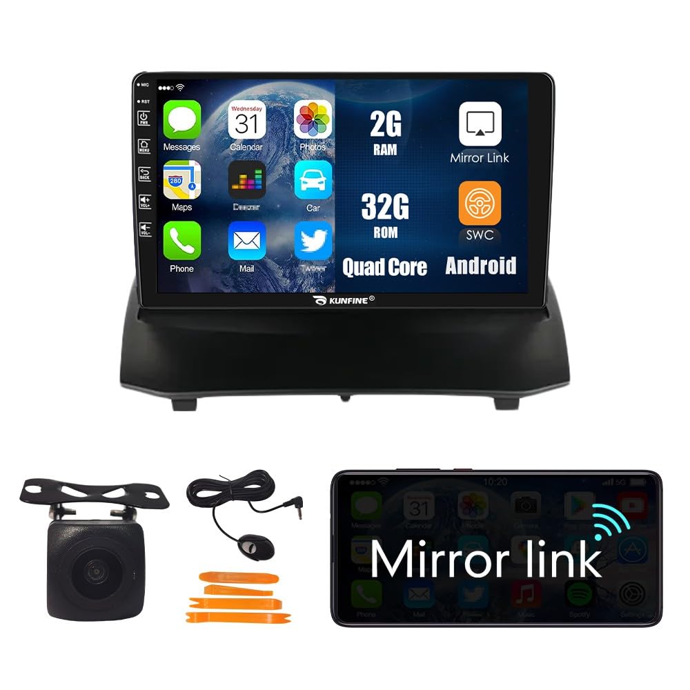Android 10 Car Stereo with GPS Navigation - 7 Inch 2.5D Touchscreen Multimedia Player for Ford Fiesta 2013-2017 - Bluetooth, Mirror Link, Hands-Free Calling - Perfect for Road Trips & Daily Commuting