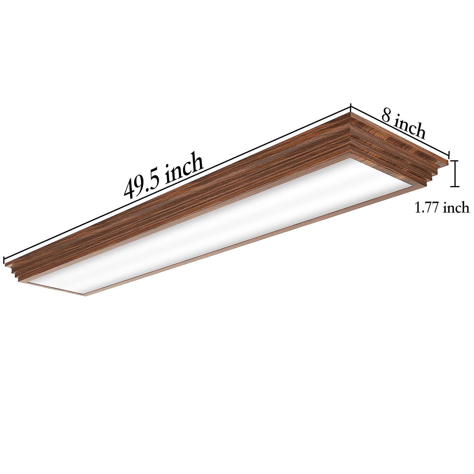 FAITHSAIL 4FT LED Light Fixture - 3000K/4000K/5000K Selectable Color Temperature, Dimmable 50W 5500LM Flush Mount Ceiling Light with Wooden Look - Perfect for Kitchen Lighting, Bedroom Ambiance & Laundry Room Illumination