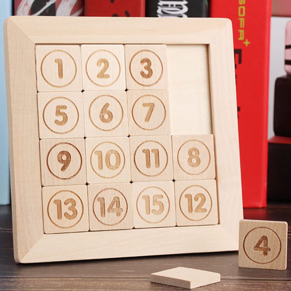 Wooden Number Slide Puzzle - 15 Piece Brain Teaser Game for Kids | Educational Math Learning Toy for Boys & Girls | Perfect for Classroom, Travel & Family Game Night