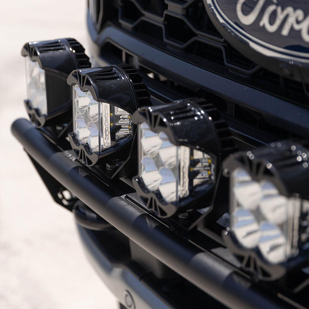 2023-2024 Ford F250 F350 Bull Bar with LED Light Kit - Heavy Duty Off-Road Grille Guard for Truck Protection & Adventure Driving