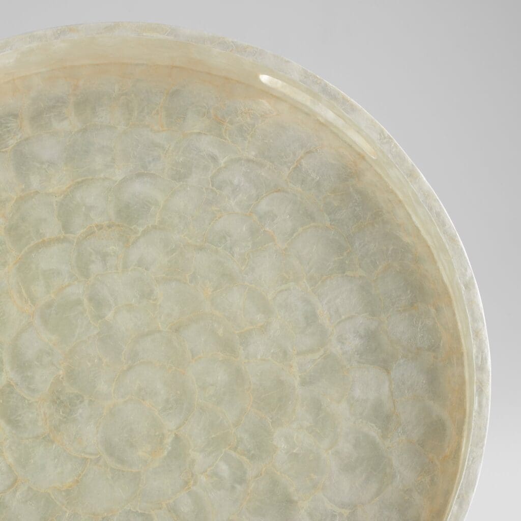 Cyan Design 11687 Triton 24 Inch Round Tray - Pearl Finish, Large Decorative Serving Tray for Dining, Coffee Table, or Wall Decor