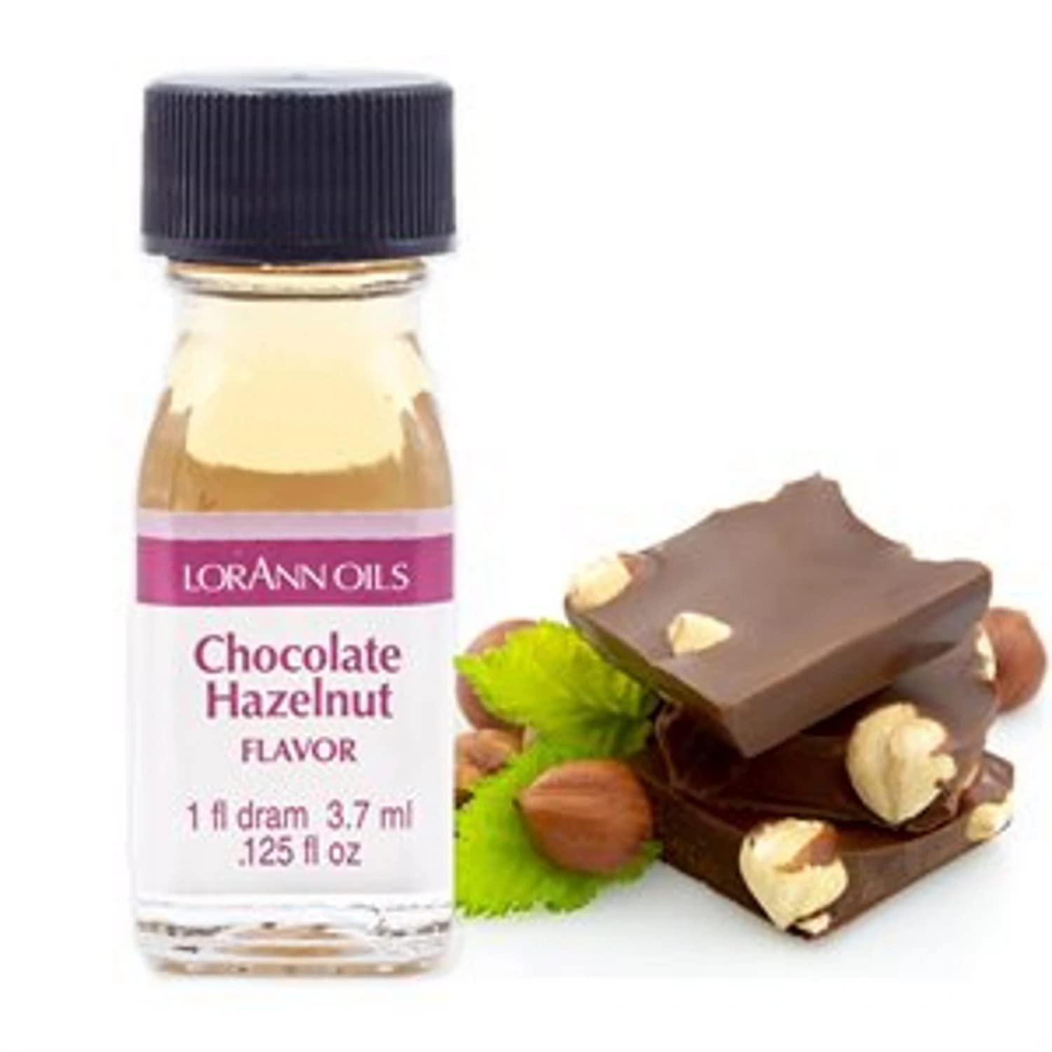 LorAnn Oils Super Strength Chocolate Hazelnut Flavoring - 4X Stronger Than Extracts for Candy Making, Baking, Hard Candy & DIY Treats - Natural Bold Flavor Oil (Pack of 2, 0.125 fl oz) - Perfect for Homemade Desserts, Cake Decorating & Gourmet Cooking