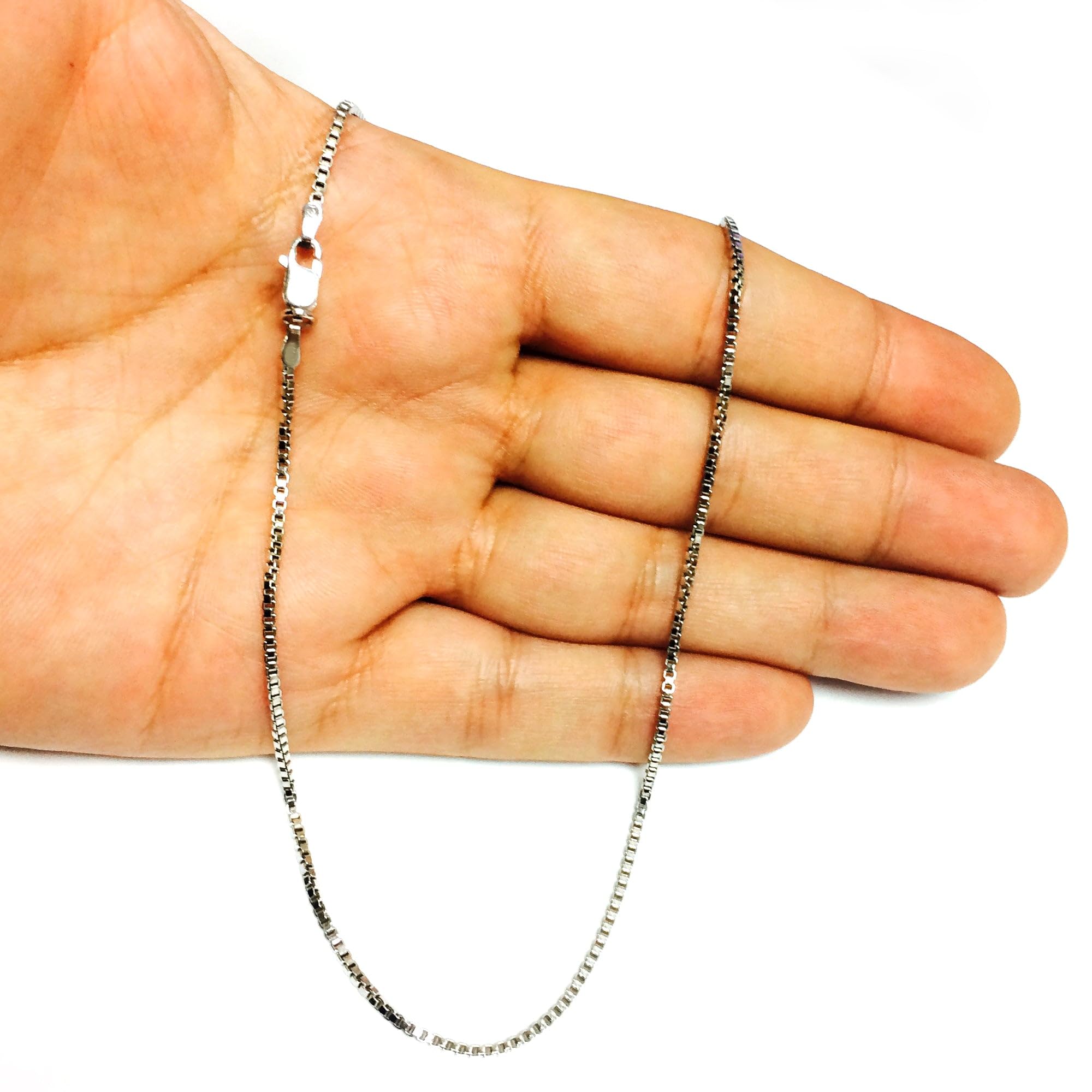 Sterling Silver Rhodium Plated Box Chain Necklace 1.5mm - Dainty & Elegant Jewelry for Women, Perfect for Everyday Wear, Gifts & Special Occasions