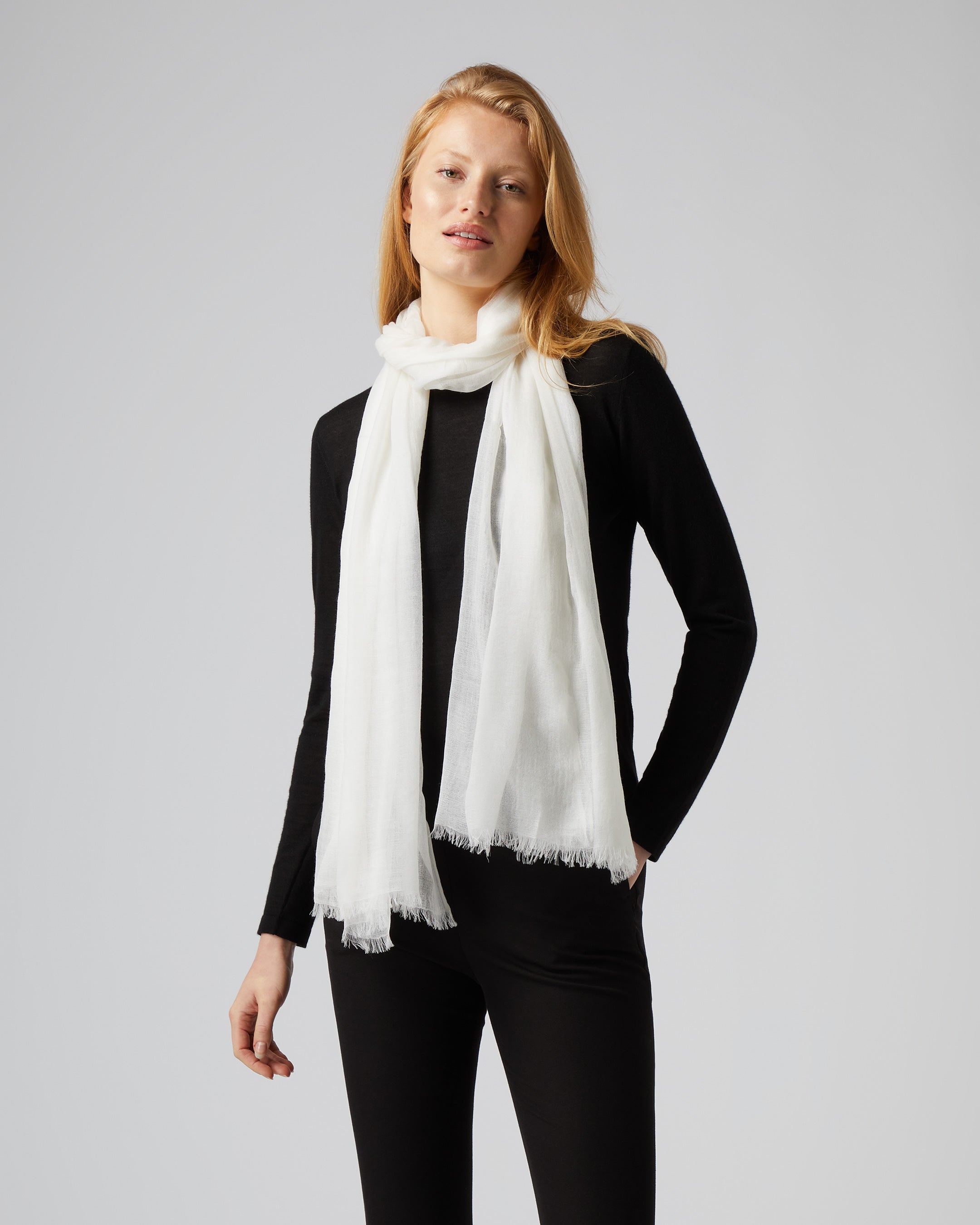 Luxury Women's Ultrafine Pashmina Cashmere Shawl - Soft White Winter Wrap Scarf for Elegant Outfits, Office Wear & Special Occasions