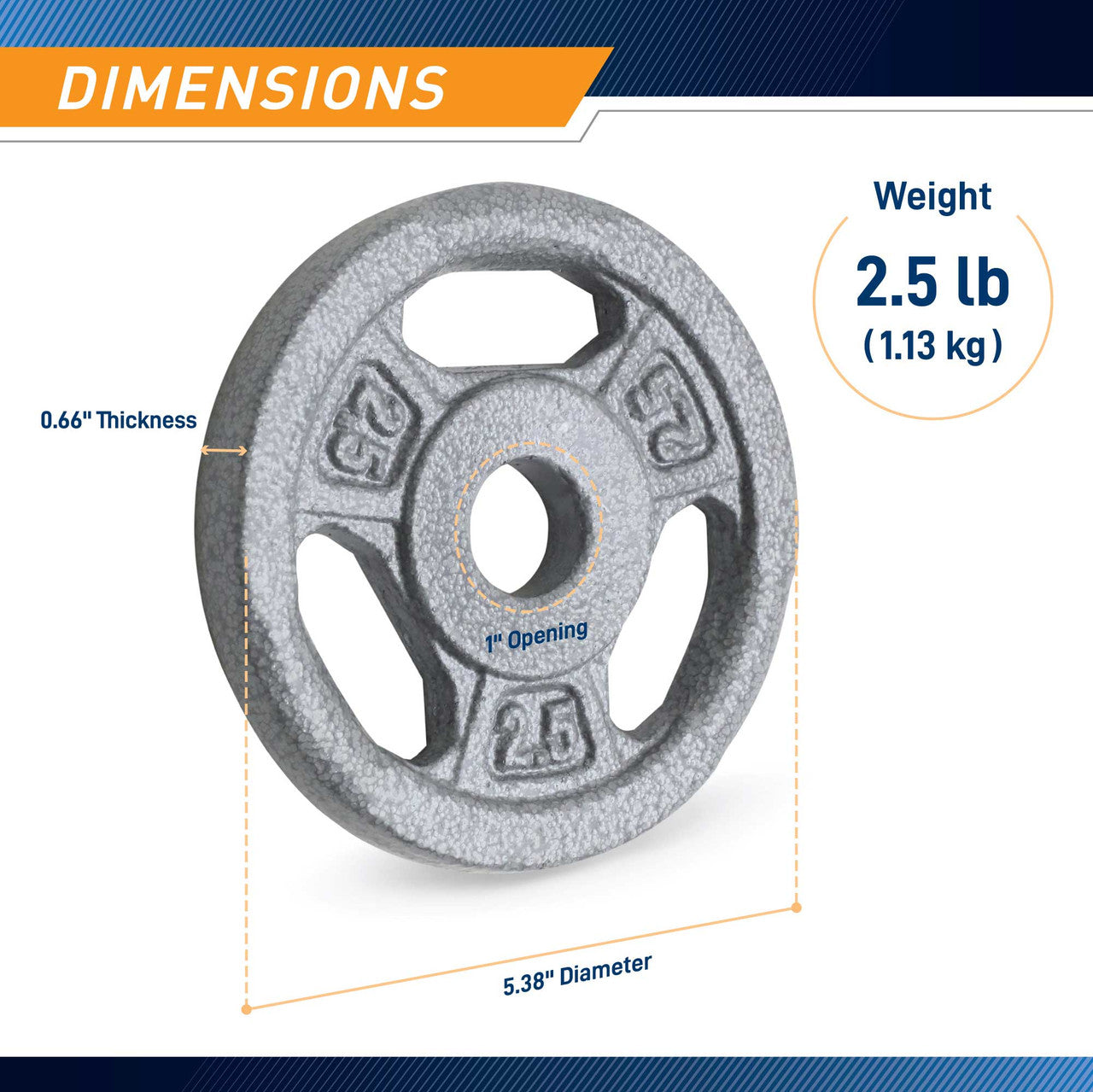 2.5lb Standard Size Grip Plate B5G 5502 - Perfect for Home Gym, Weight Training & Strength Exercises - Durable Fitness Equipment for Men & Women