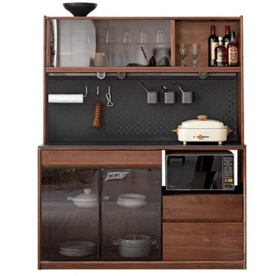 Solid Black Walnut Wood Sideboard Buffet Cabinet - Rustic Dining Room Storage Furniture for Kitchen, Living Room & Entryway Organization