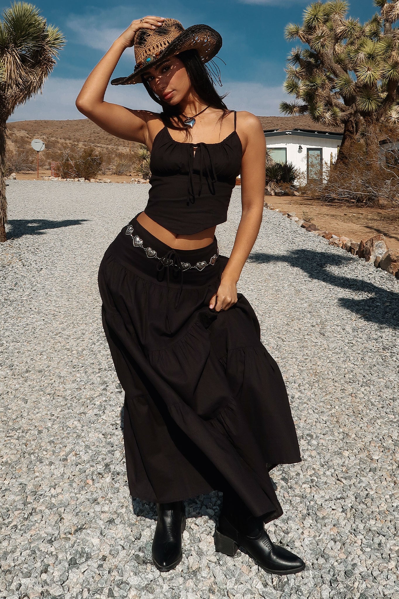 Barbados Maxi Skirt for Women - Flowy Black Long Skirt with Side Slit | Perfect for Beach, Vacation & Summer Outfits